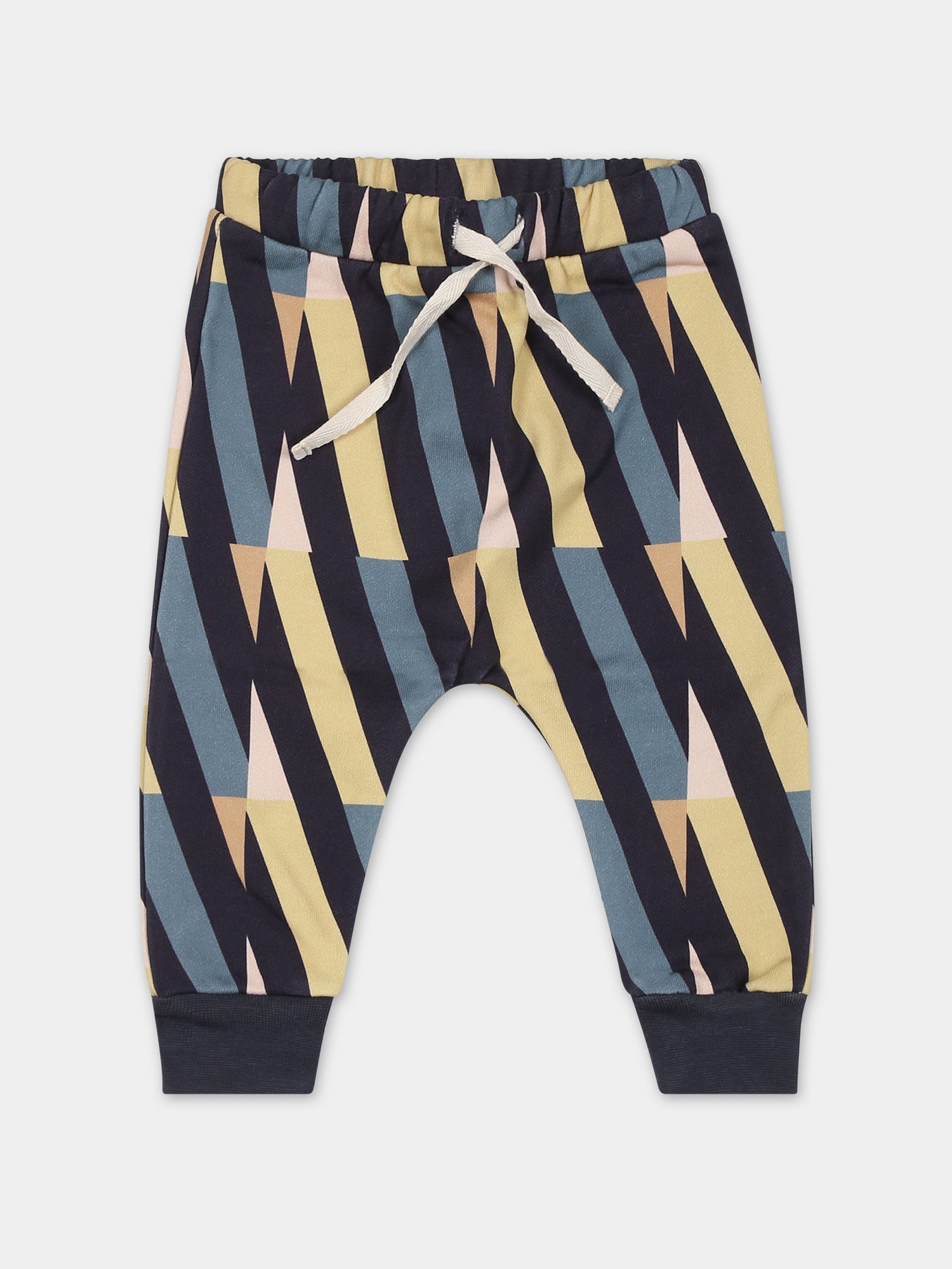 Pantaloni blu per neonati con stampa linee,Coco Au Lait,15COCOAW231024A