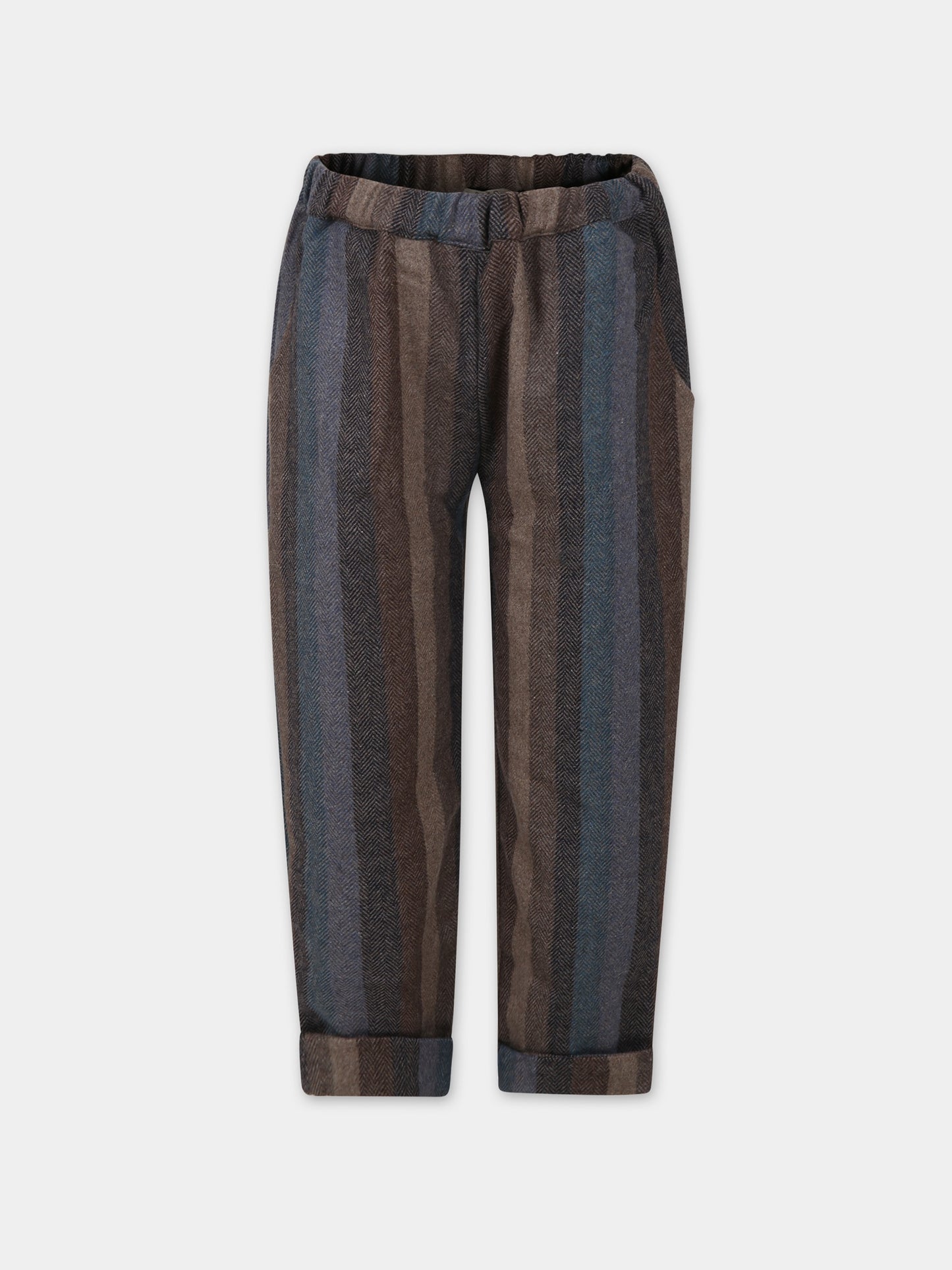 Pantaloni marroni per bambino con righe,Coco Au Lait,15COCOAW231035H