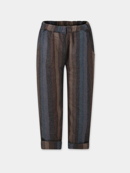 Pantaloni marroni per bambino con righe,Coco Au Lait,15COCOAW231035H