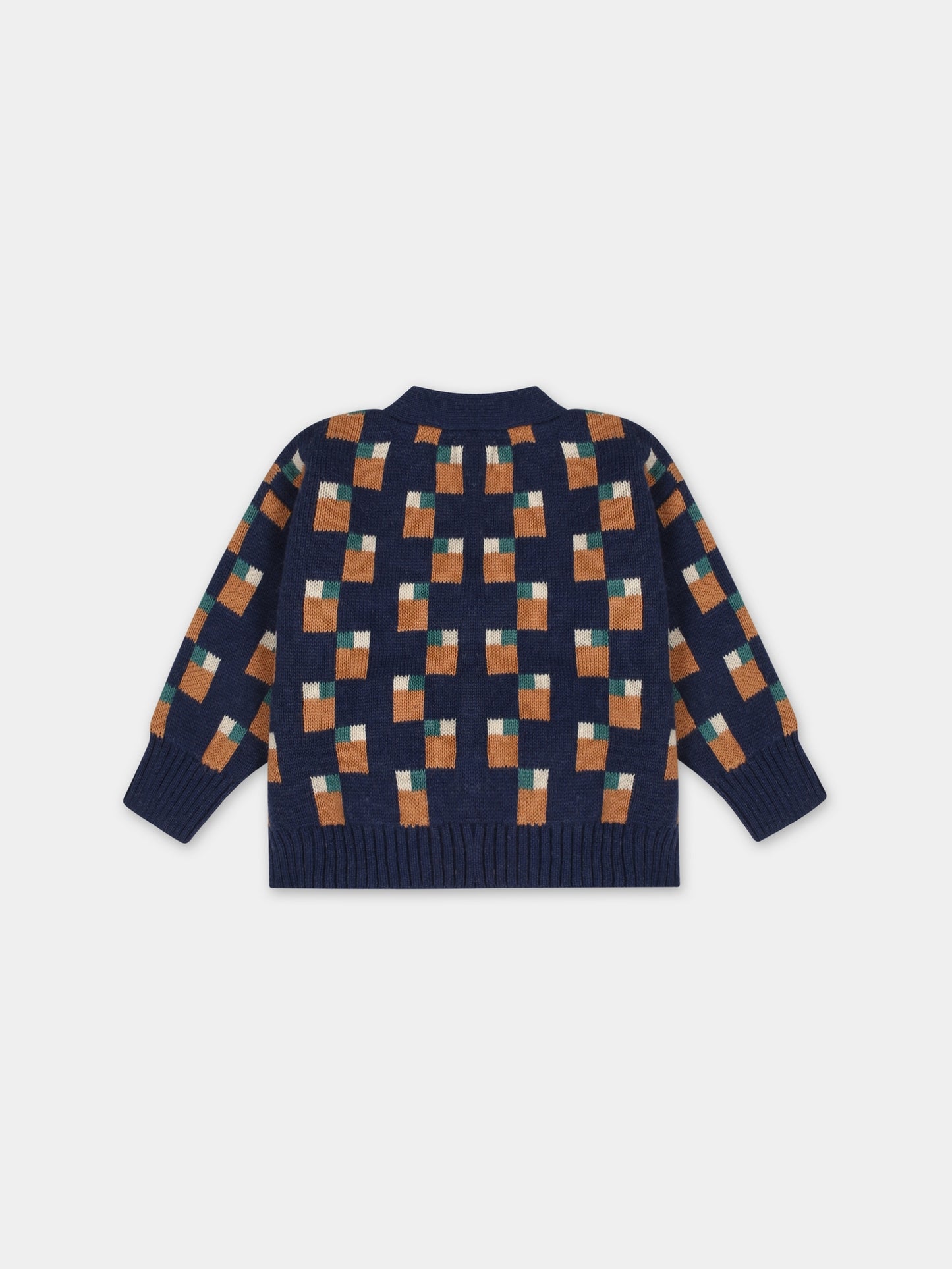 Cardigan blu per neonati con motivo jacquard,Coco Au Lait,15COCOAW231201