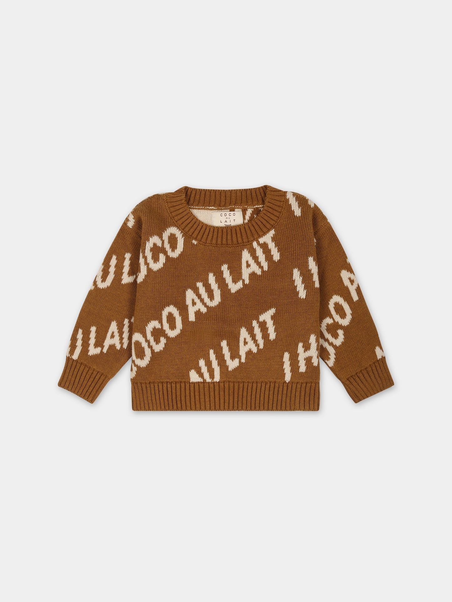 Maglione marrone per neonati con logo,Coco Au Lait,15COCOAW231205
