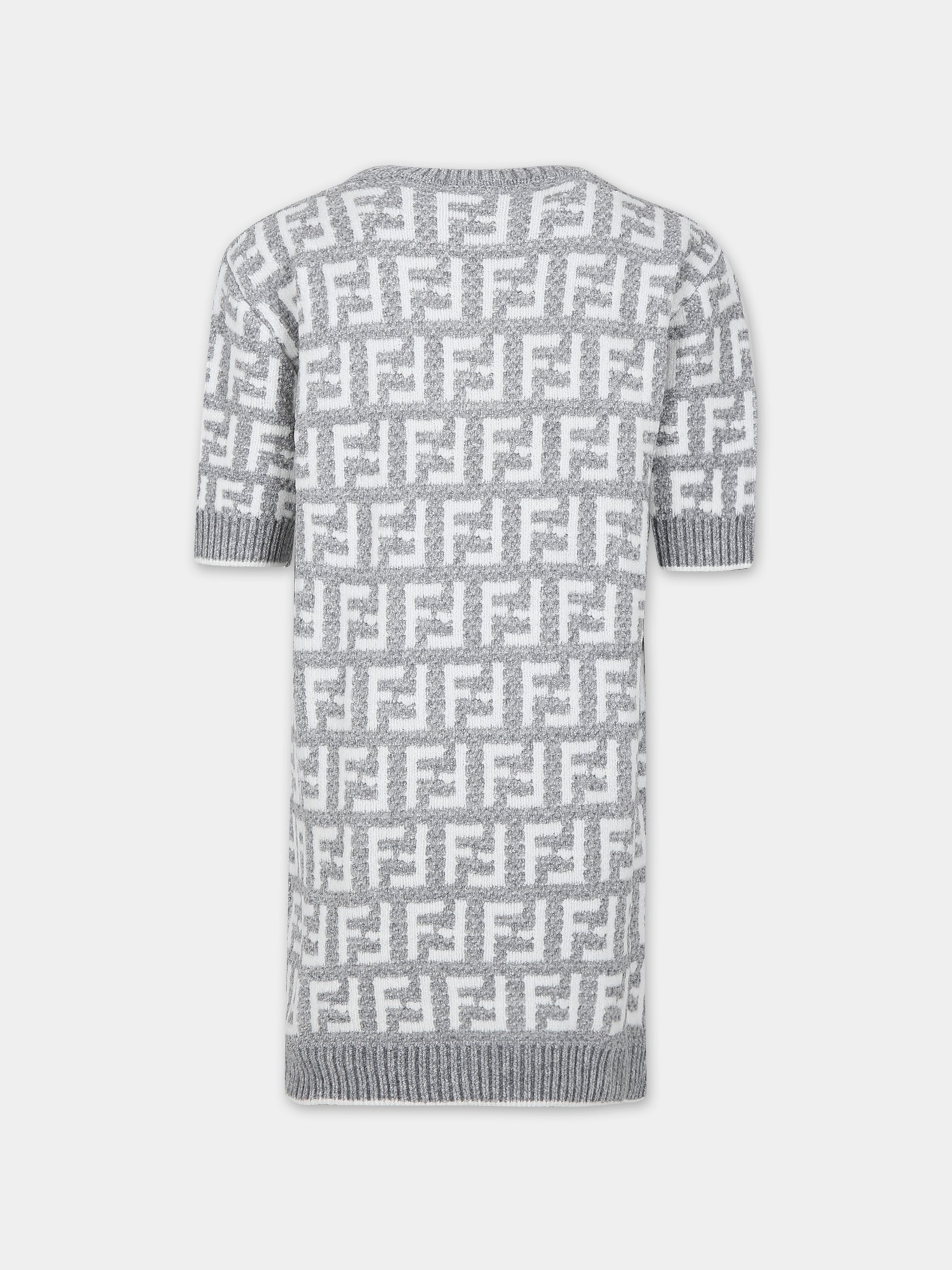 Vestito grigio con logo per bambina,Fendi Kids,JFG118 AMHA F0RTT