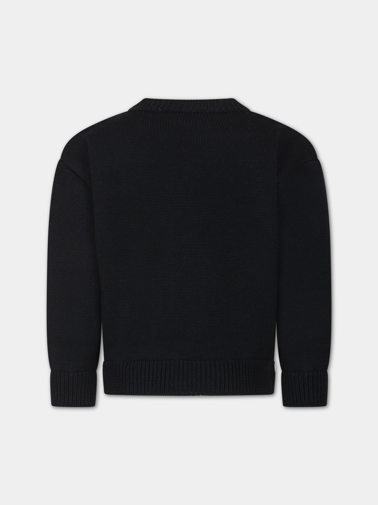 Maglione nero con logo per bambini,Fendi Kids,JUG147 AOCH F0GME