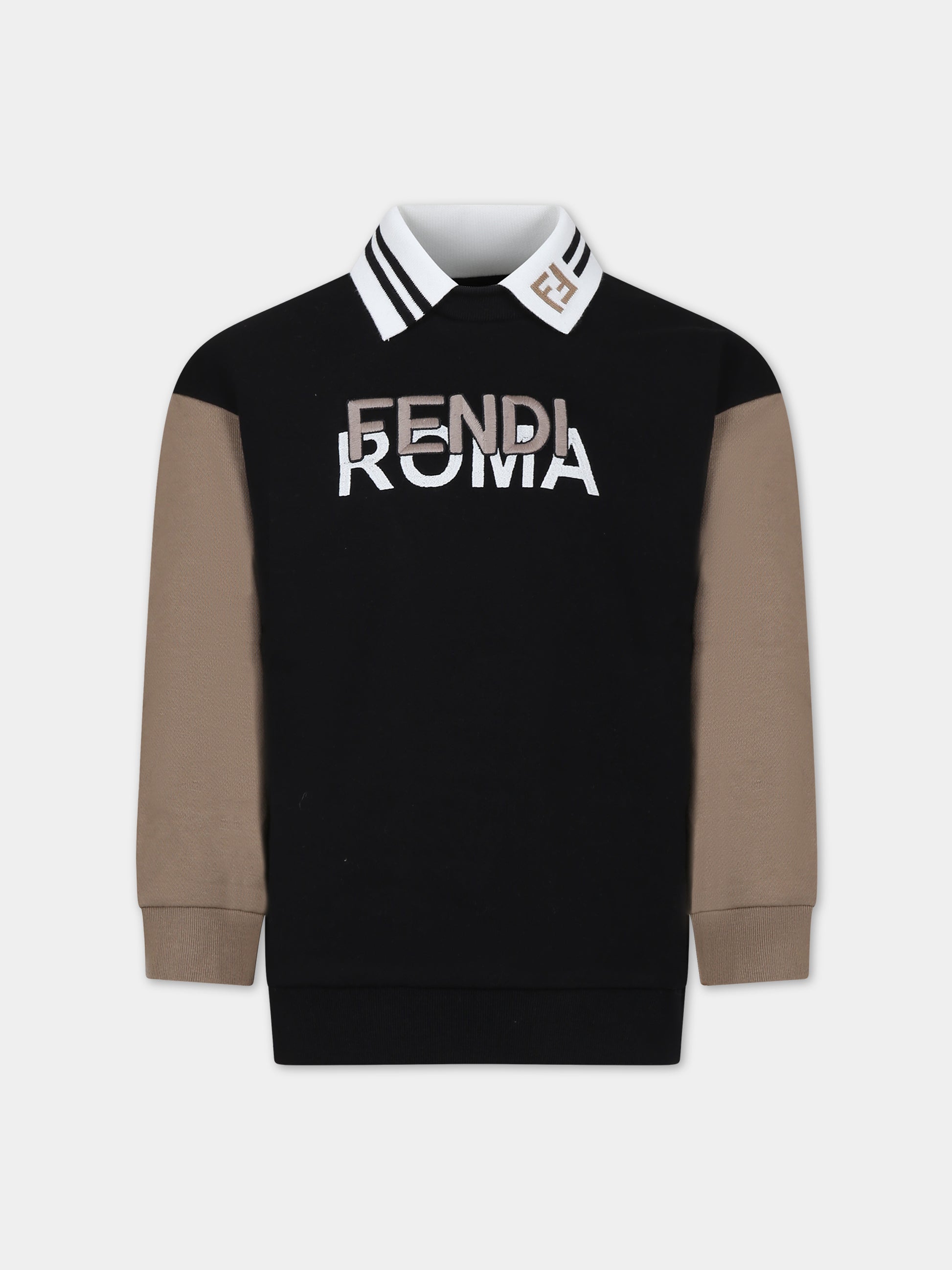 Felpa nera con logo per bambini,Fendi Kids,JUH068 5V0 F0GME