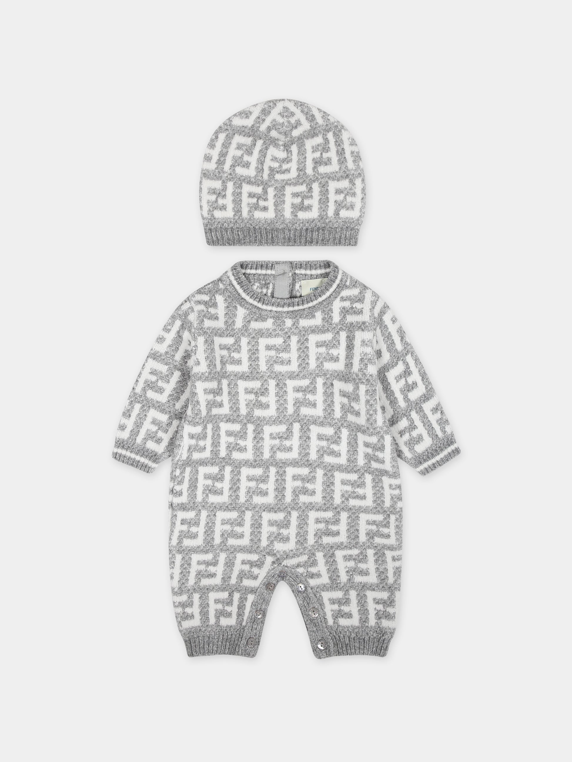 Set grigio con logo per neonati,Fendi Kids,BUG148 AMHA F0RTT