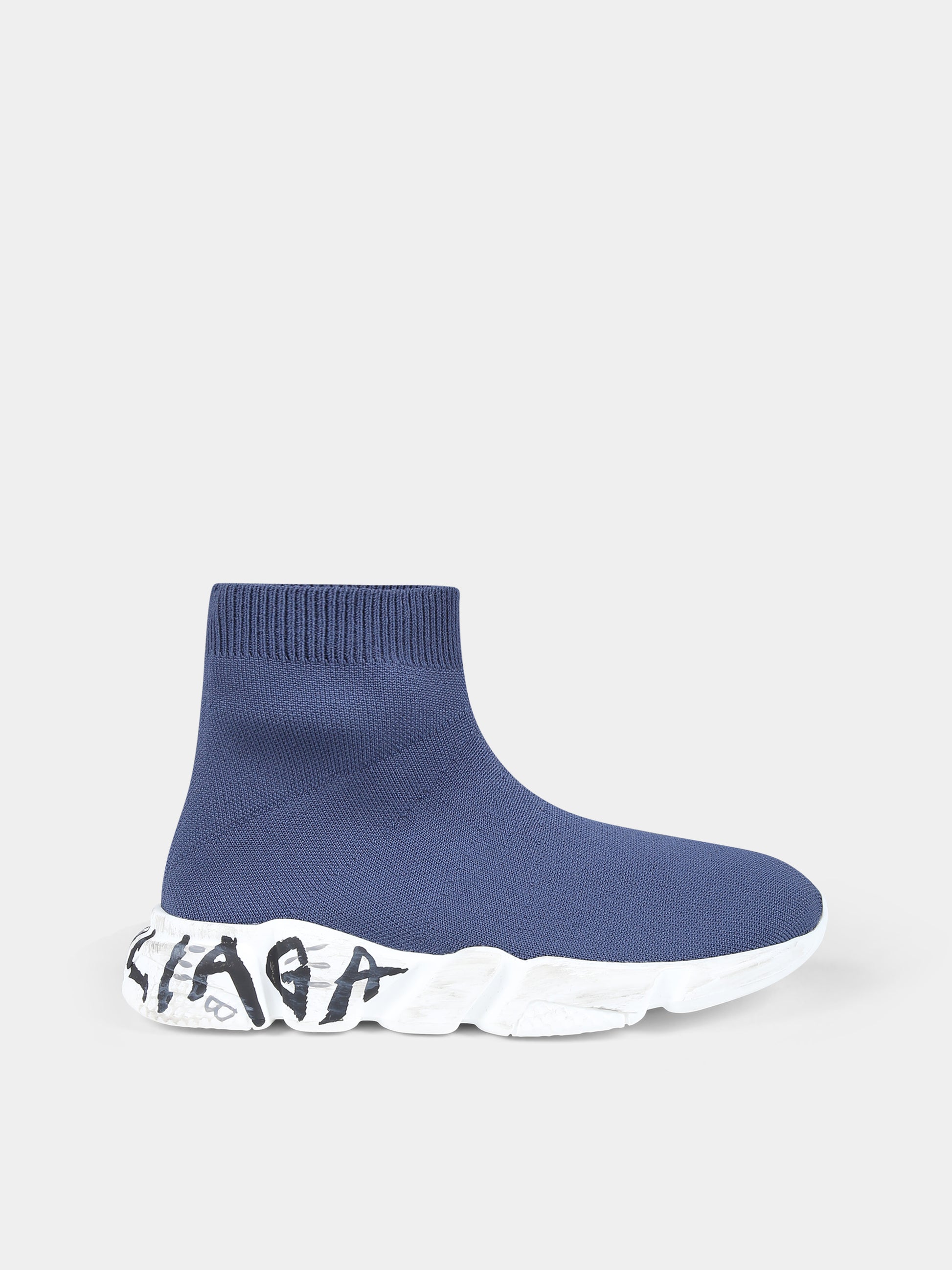 Sneakers alte blu per bambini con logo,Balenciaga,597425 W2DD4 4010