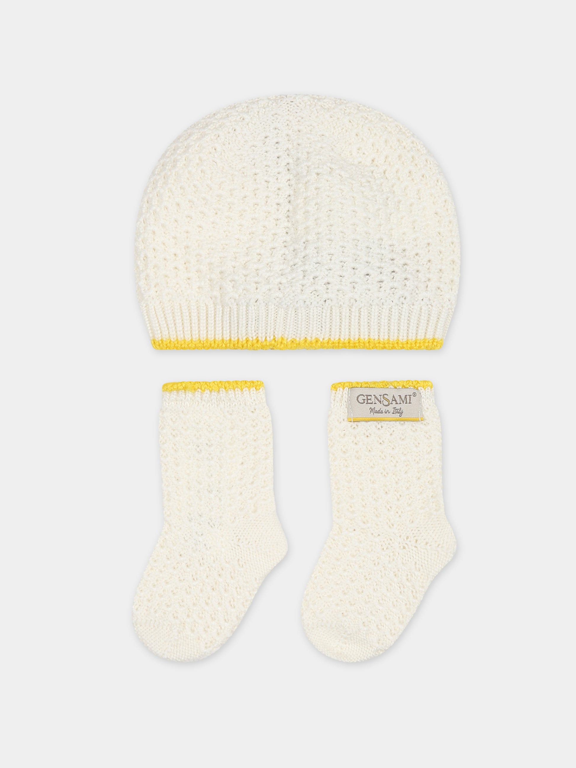 Set avorio per neonati con logo,Gensami,SET01-B-APE