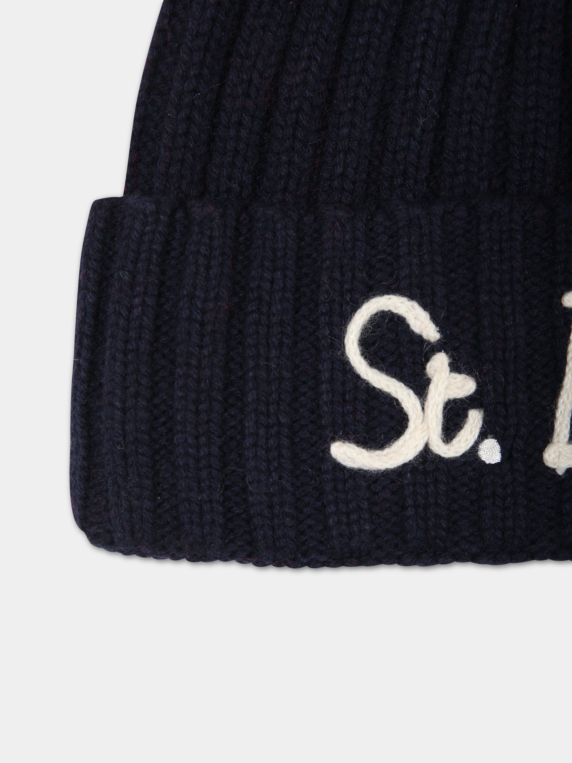 Berretto blu per bambini con pompon,Mc2 Saint Barth,WENGEN JR P SB 6141 EMB