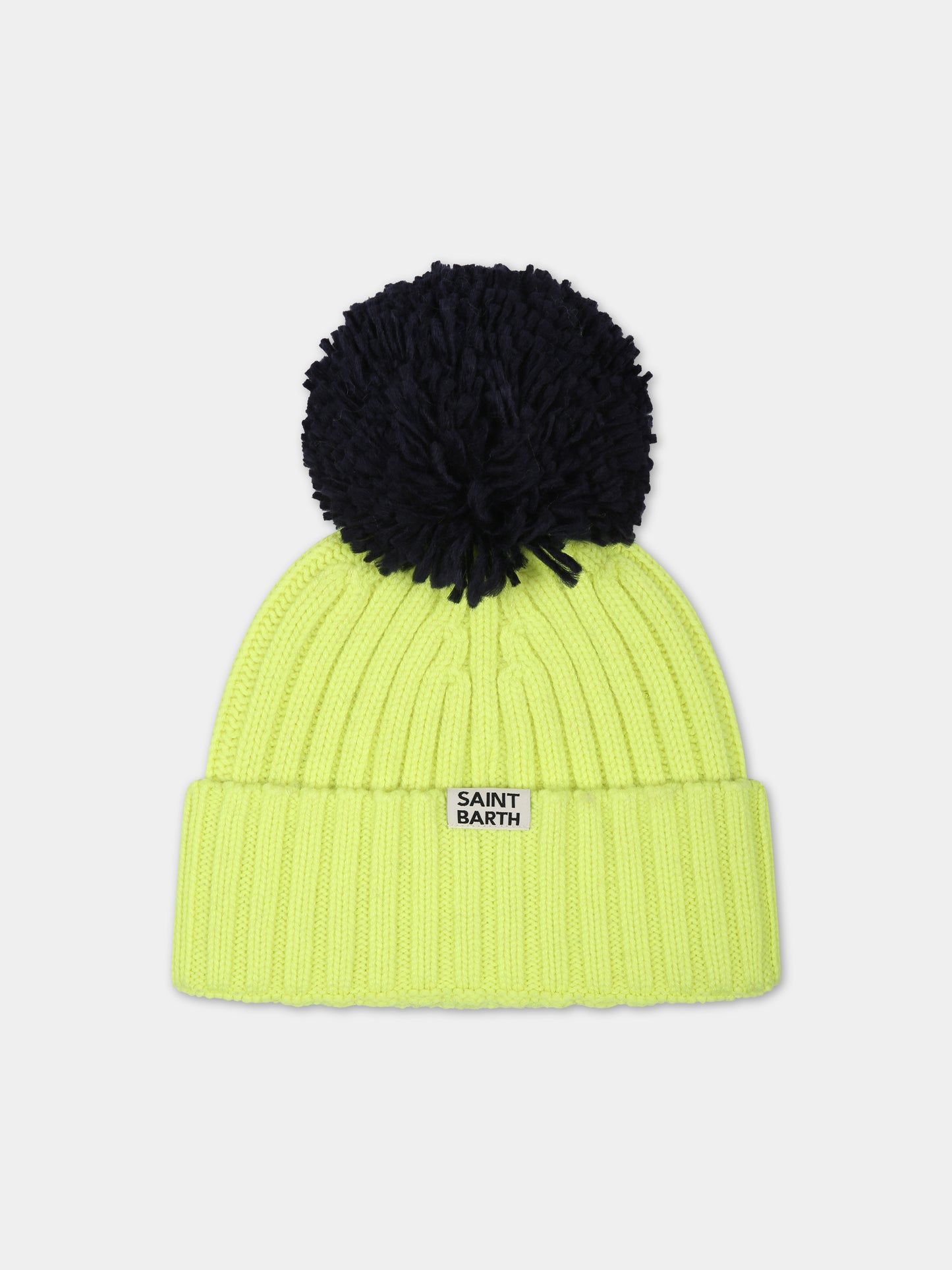 Berretto giallo per bambini con pompon,Mc2 Saint Barth,WENGEN JR P OFF PISTE 9461 EMB