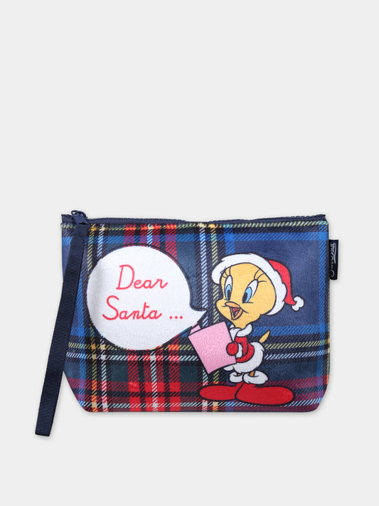 Pochette blu per bambina con stampa Titti,Mc2 Saint Barth,ALINE W TWEETY DEAR SANTA TRTN61