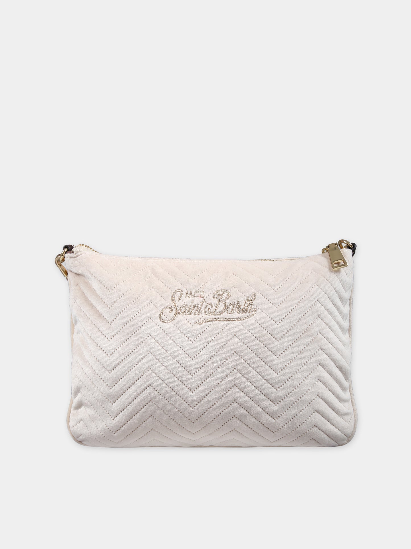 Pochette avorio per bambina con logo,Mc2 Saint Barth,PARISIENNE W VELVET QUILT HB 11 EMB