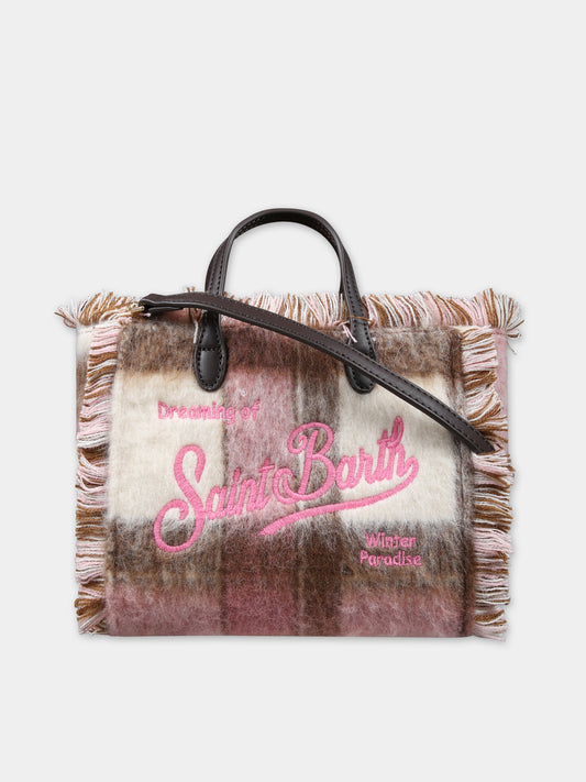 Borsa rosa per bambina con logo,Mc2 Saint Barth,VANITY MINI W TARTAN 1021 EMB