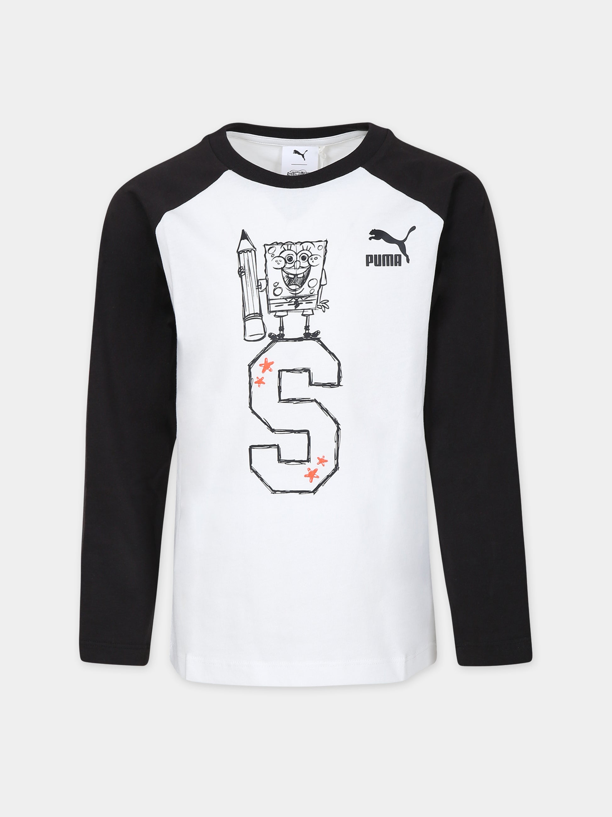 T-shirt nera per bambini con Spongebob,Puma,23WMPU622286 02