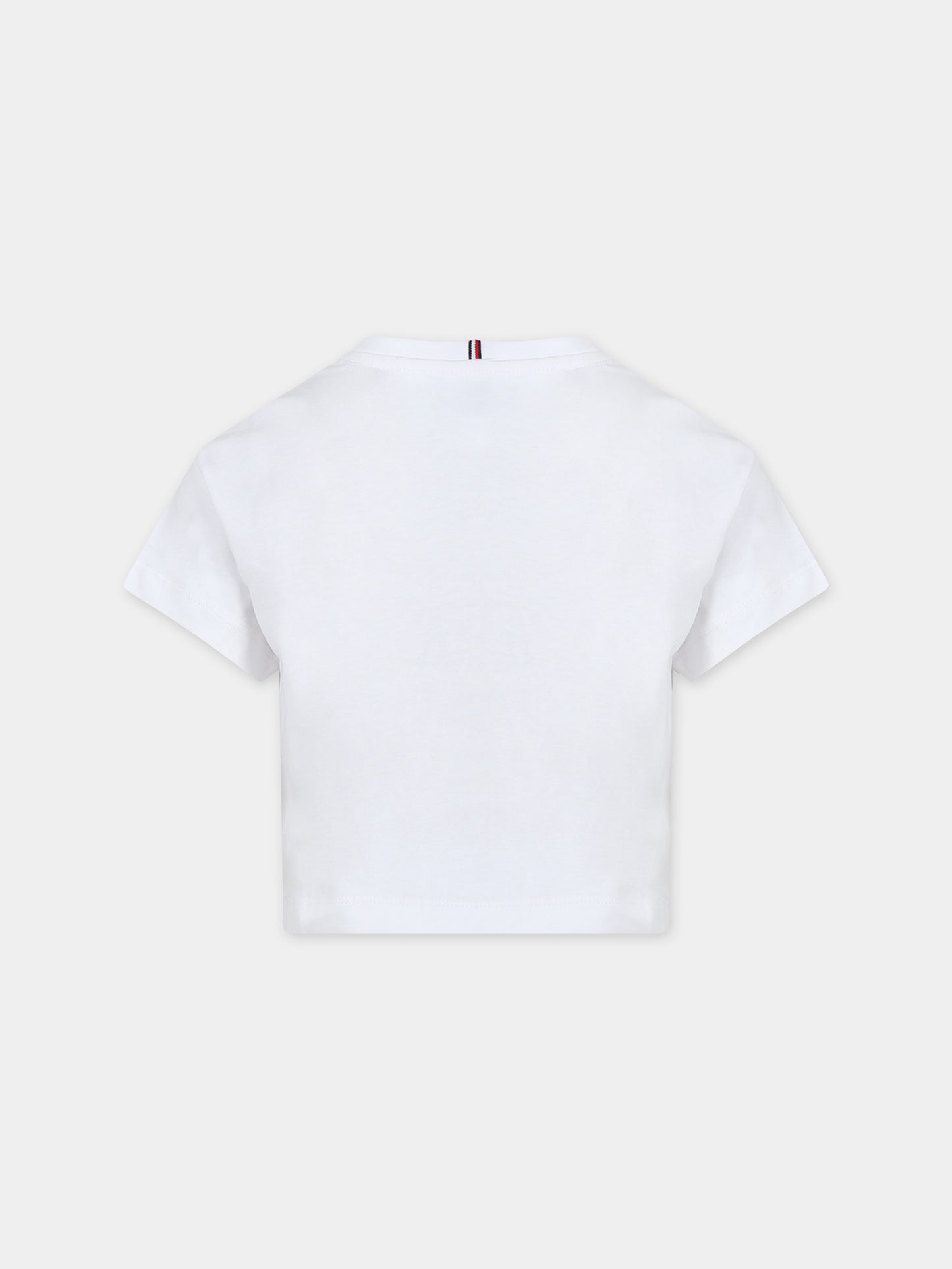 T-shirt bianca per bambina con logo,Tommy Hilfiger Junior,23WMTHKG0KG07637T YBR
