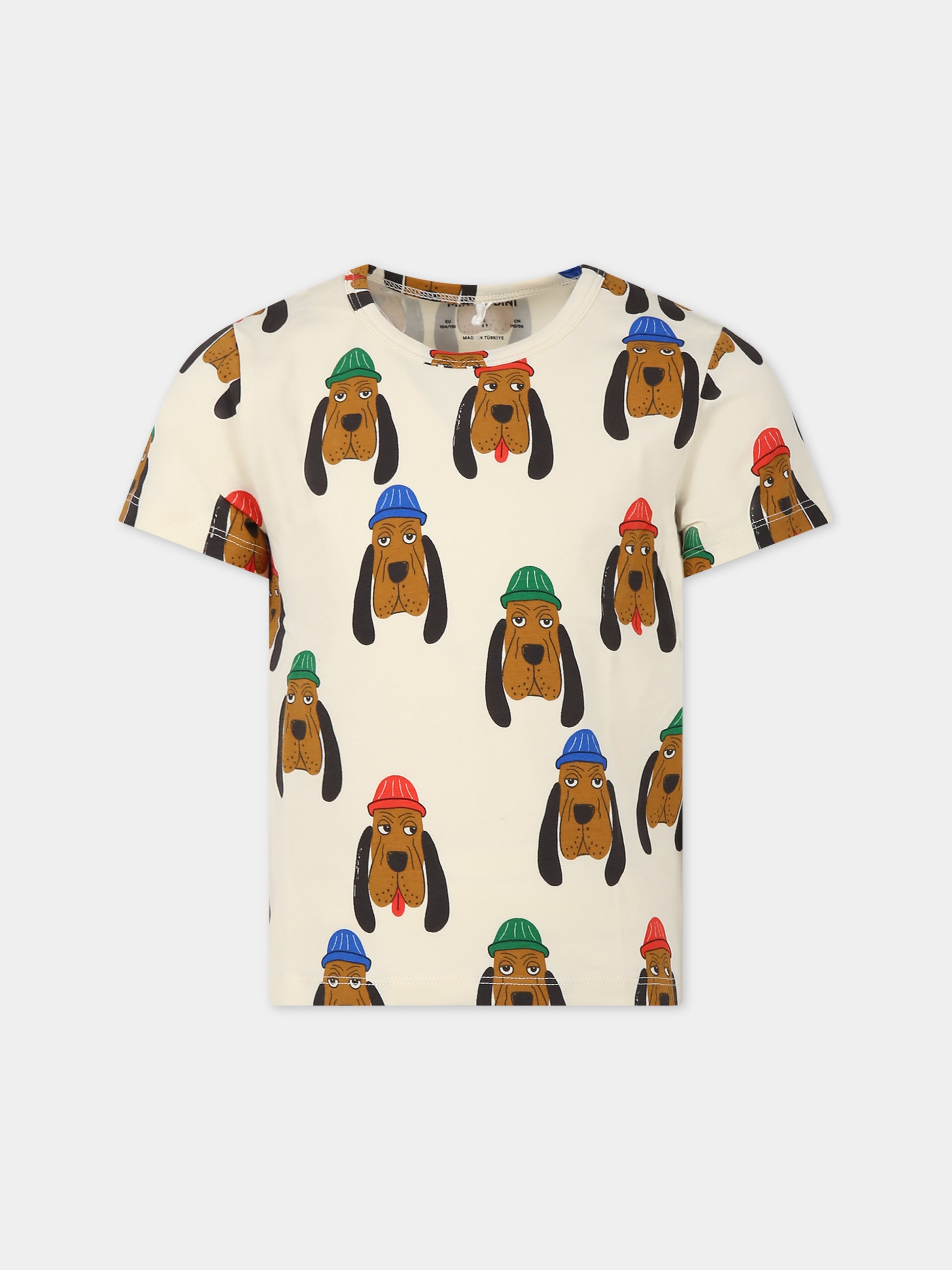 T-shirt avorio per bambini con cani,Mini Rodini,2412011211