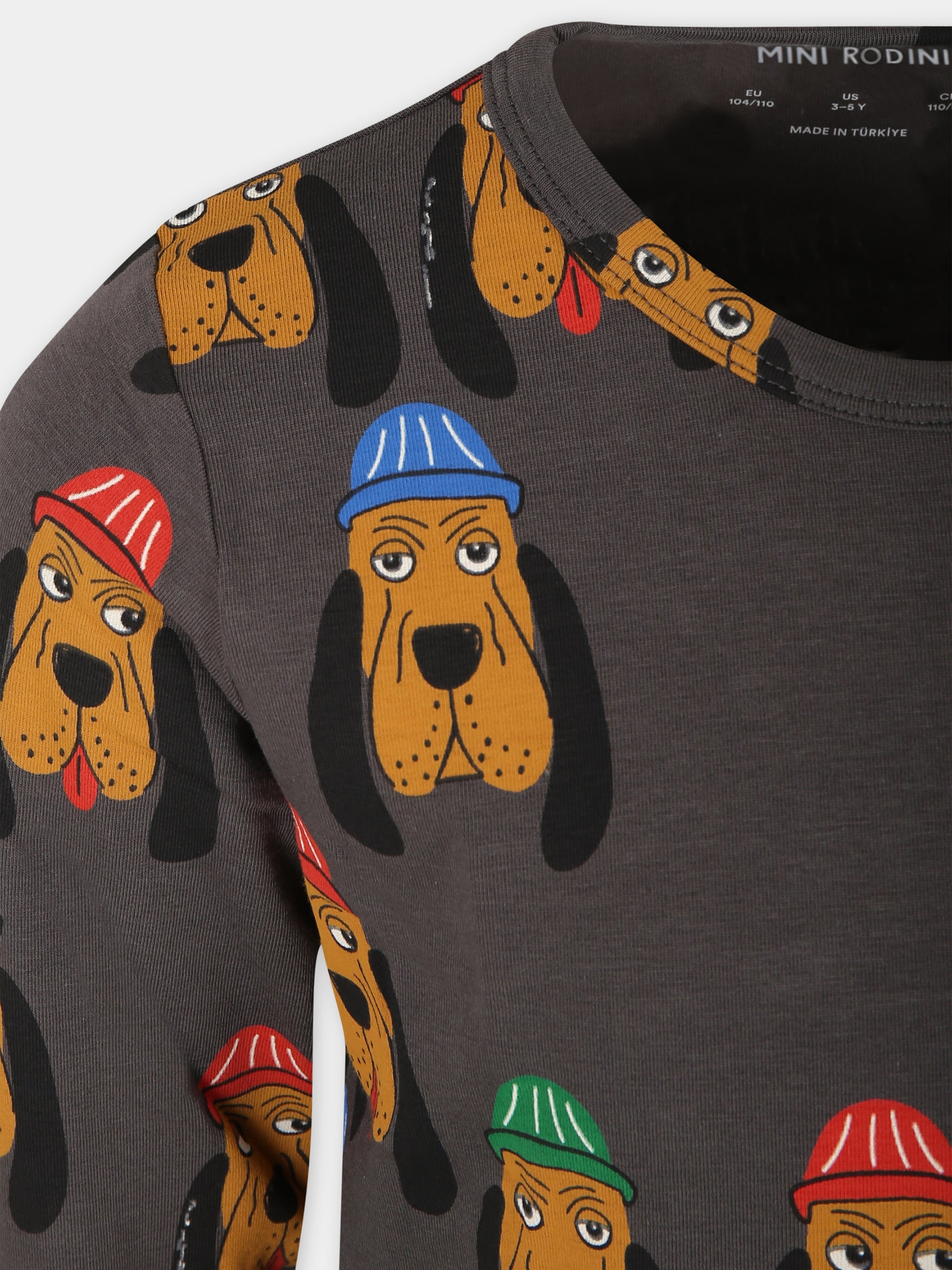 T-shirt grigia per bambini con cani,Mini Rodini,2412011397