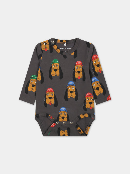 Body grigio per neonati con cani,Mini Rodini,2414010397