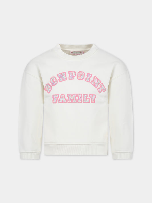 Felpa avorio per bambina con logo,Bonpoint,S04GSWK00002 104