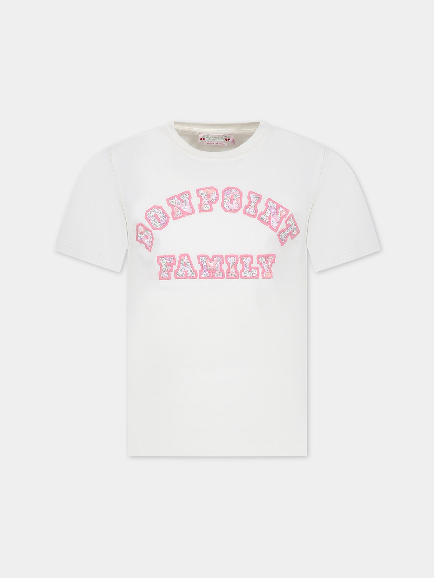 T-shirt avorio per bambina con logo,Bonpoint,S04GTSK00010 104