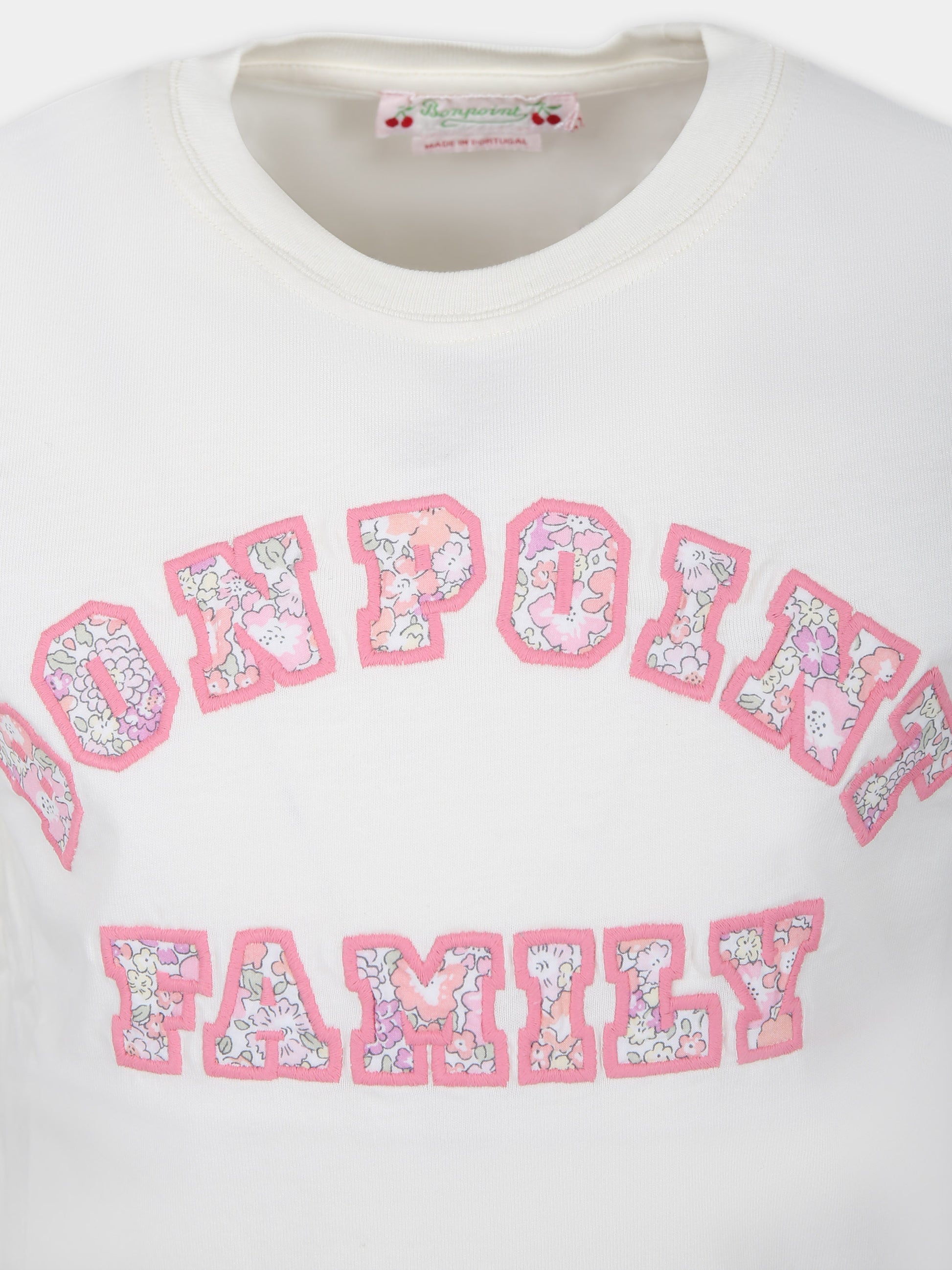 T-shirt avorio per bambina con logo,Bonpoint,S04GTSK00010 104
