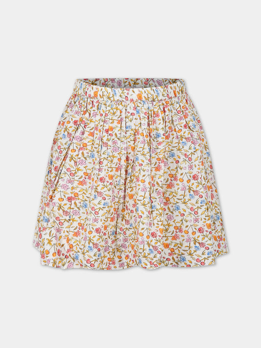 Gonna multicolor per bambina con stampa floreale all-over,Bonpoint,C04GSKW00002 535C