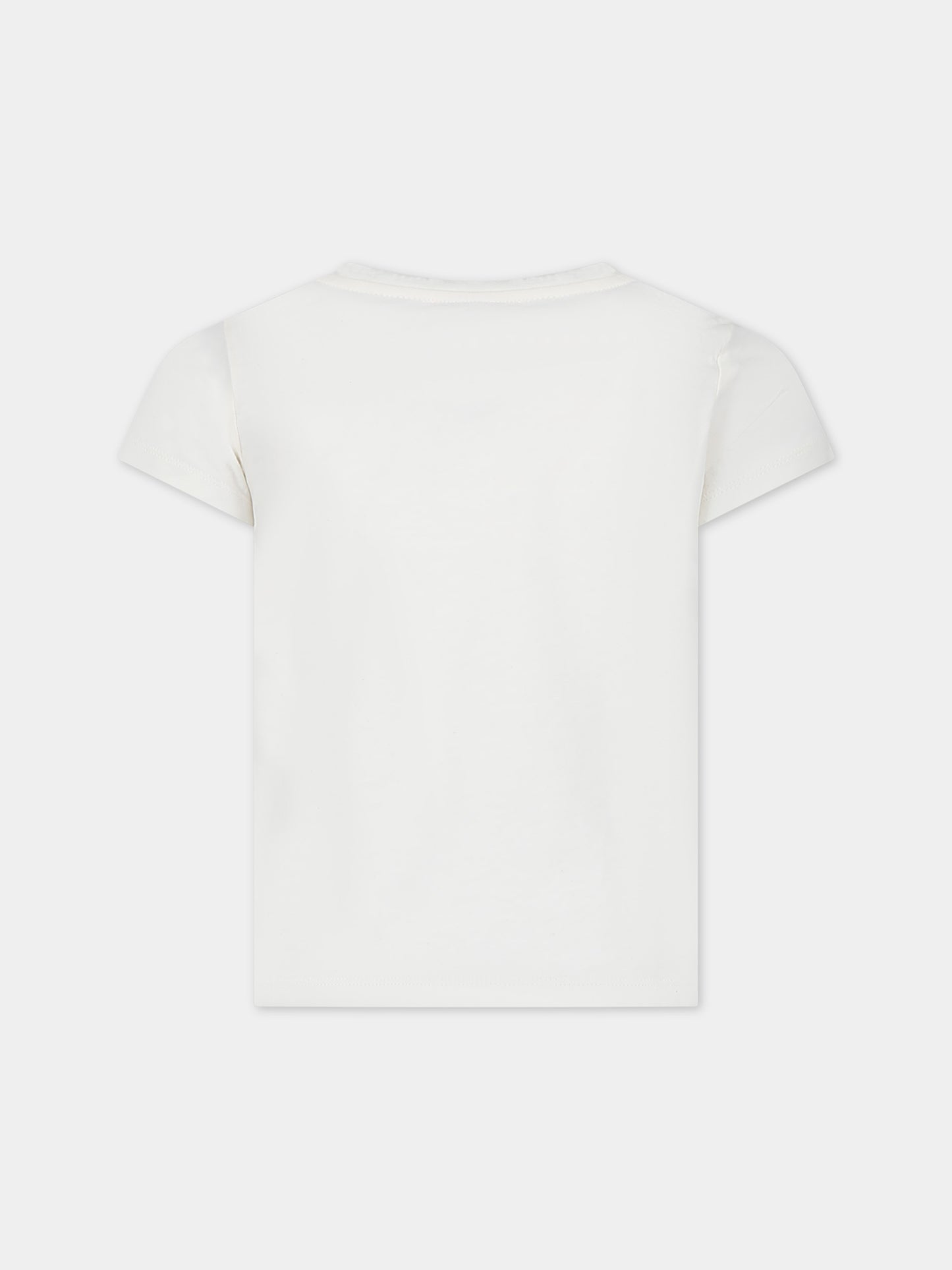 T-shirt avorio per bambina con stampa ciliegie e fiori,Bonpoint,C04GTSK00001 103