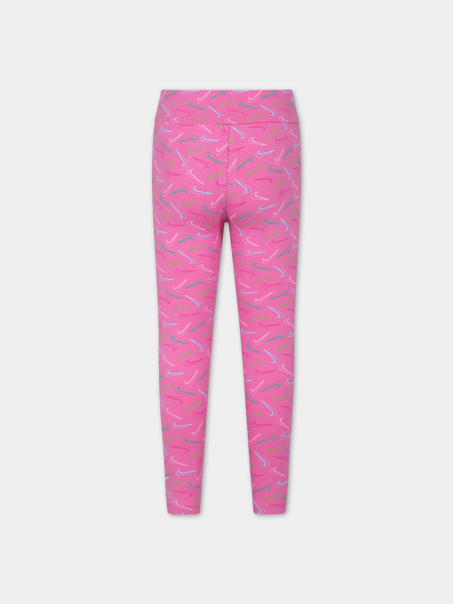 Leggings fucsia per bambina con swoosh multicolor,Nike,36L672 AFN