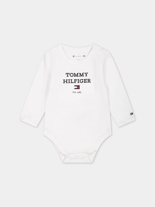 Body bianco per neonati con logo,Tommy Hilfiger Junior,23FMTHKN0KN01773J YBR