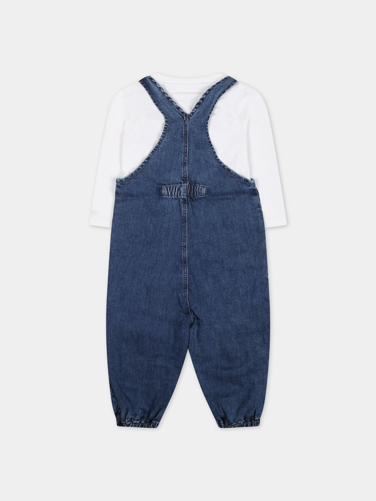 Salopette in denim per neonato con iconica bandierina,Tommy Hilfiger Junior,23FMTHKN0KN01772J YBR