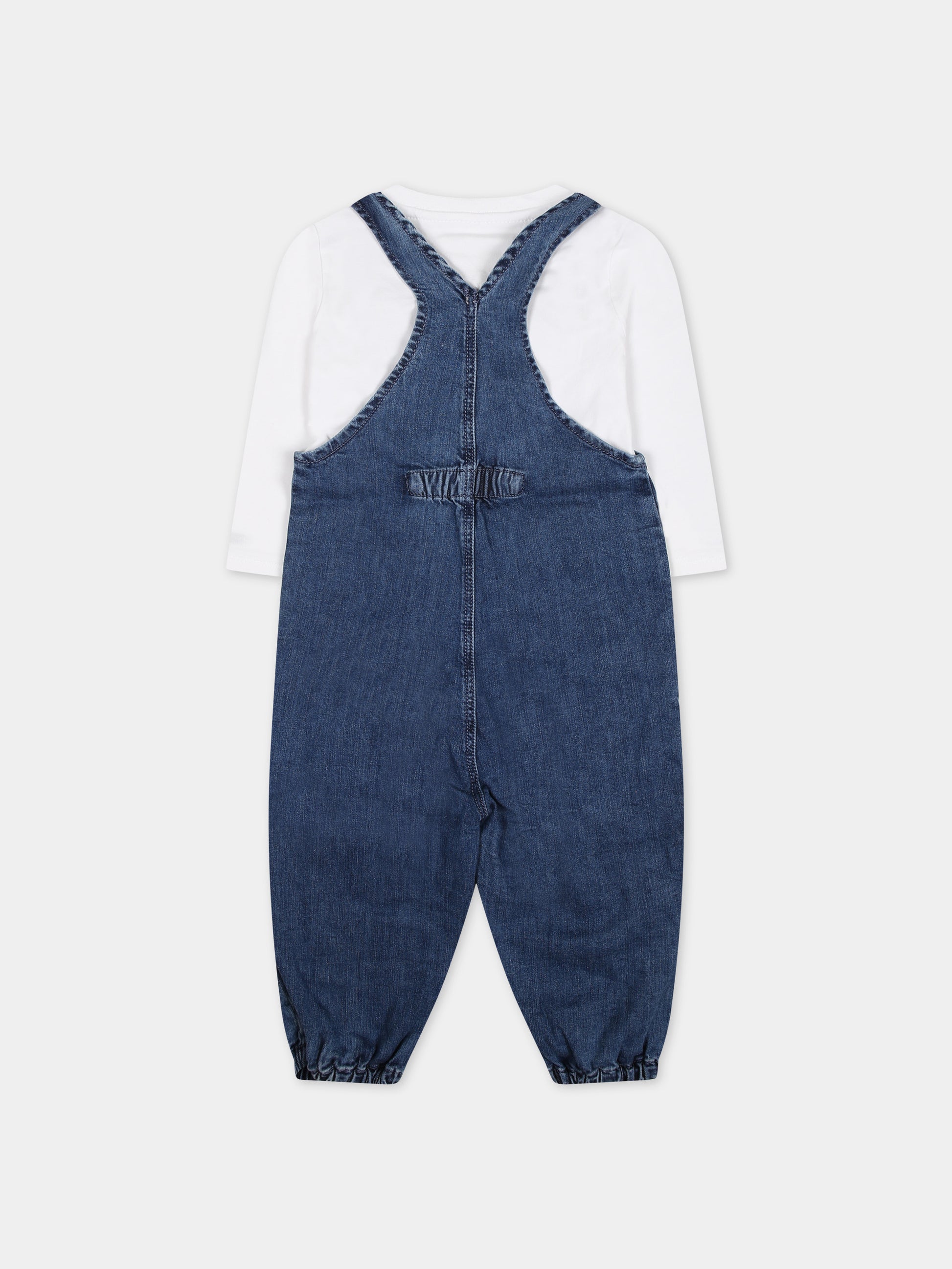 Salopette in denim per neonato con iconica bandierina,Tommy Hilfiger Junior,23FMTHKN0KN01772J YBR