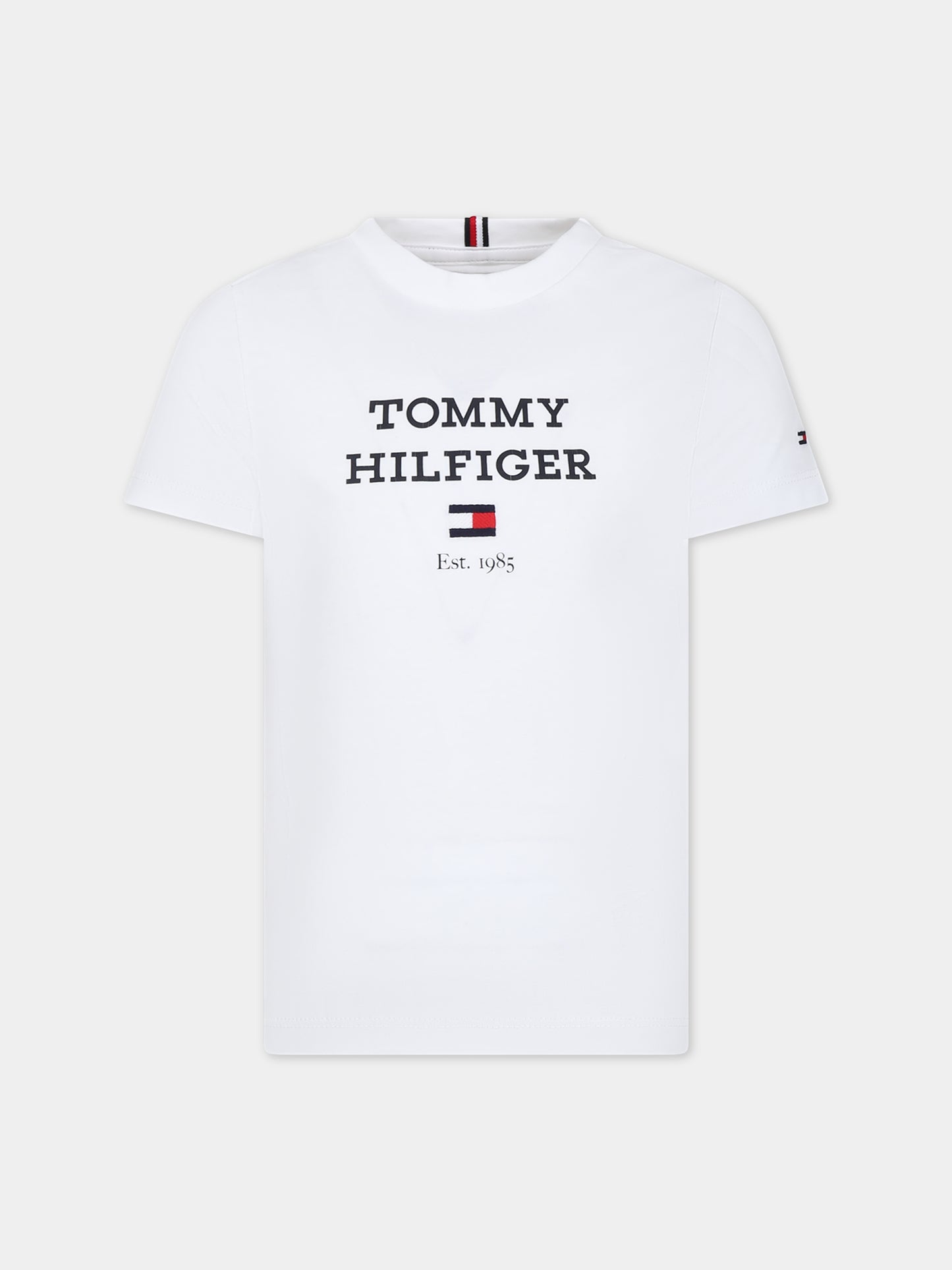 T-shirt bianca per bambini con logo,Tommy Hilfiger Junior,23FMTHKB0KB08671J YBR