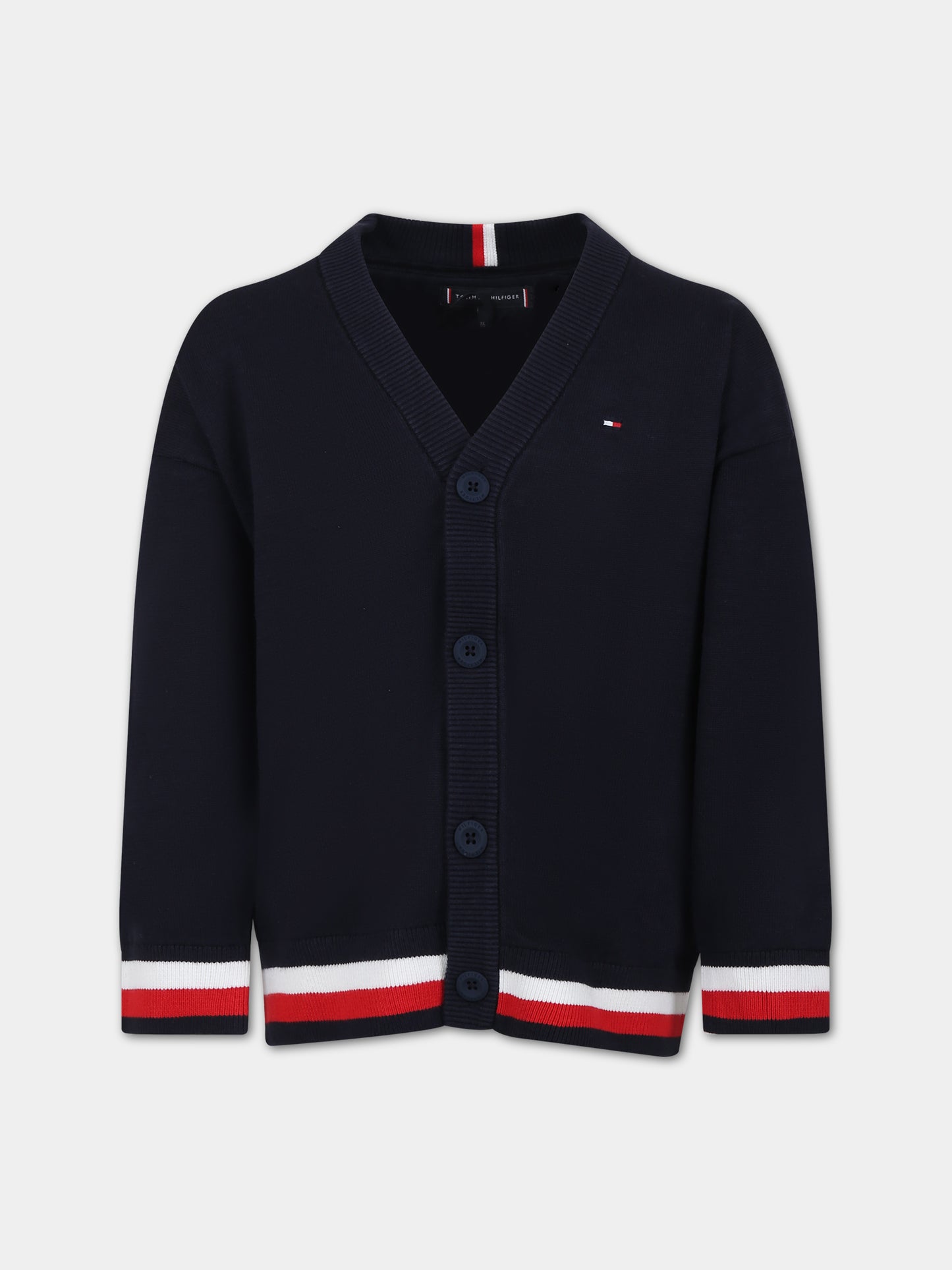 Cardigan blu per bambino con logo,Tommy Hilfiger Junior,23FMTHKB0KB08891J DW5