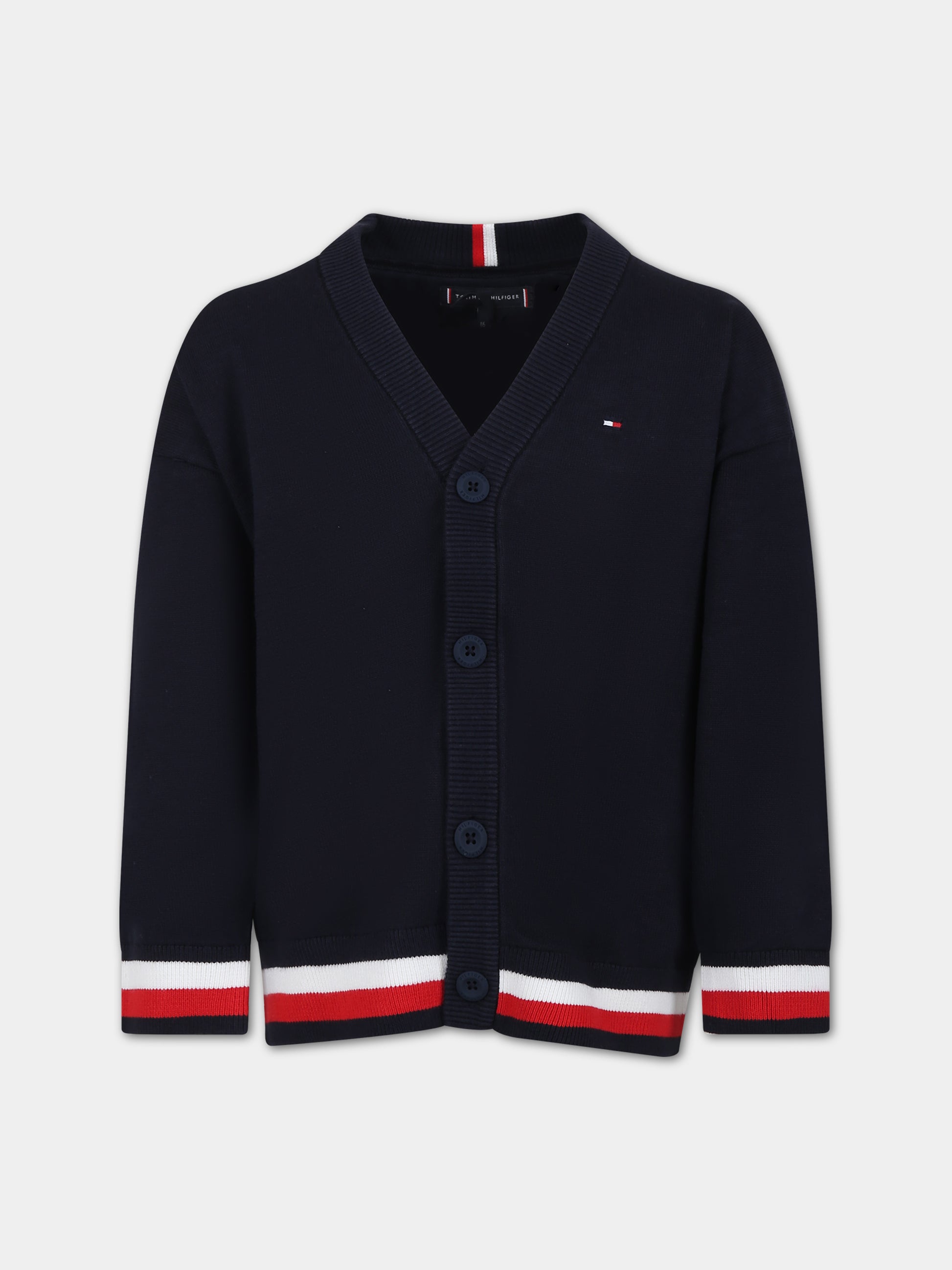 Cardigan blu per bambino con logo,Tommy Hilfiger Junior,23FMTHKB0KB08891J DW5