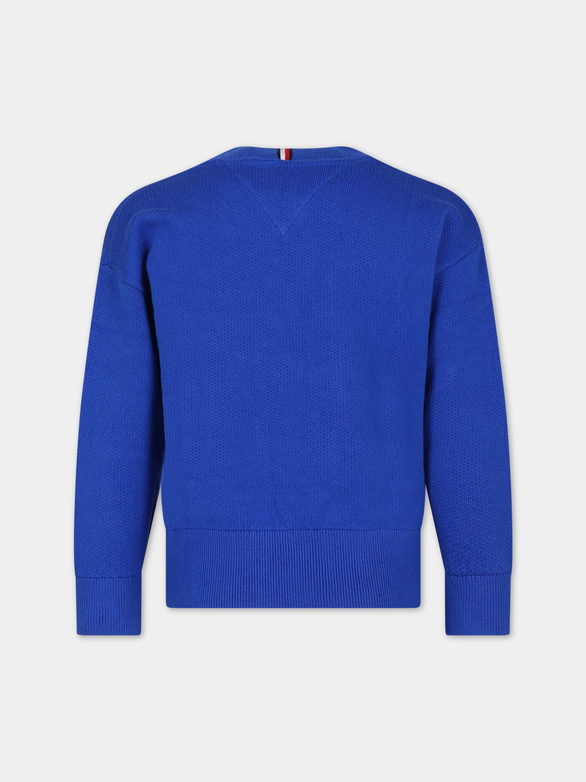 Maglione blu per bambino con logo,Tommy Hilfiger Junior,23FMTHKB0KB08724 C66