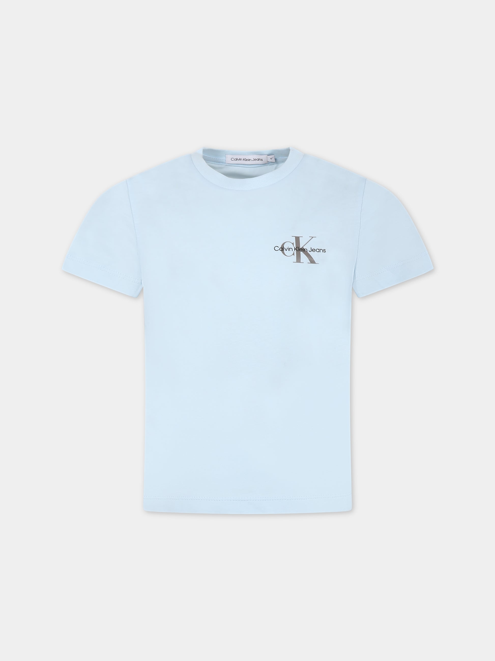 T-shirt celeste per bambino con logo,Calvin Klein Kids,23FMCKIB0IB01231 CYR