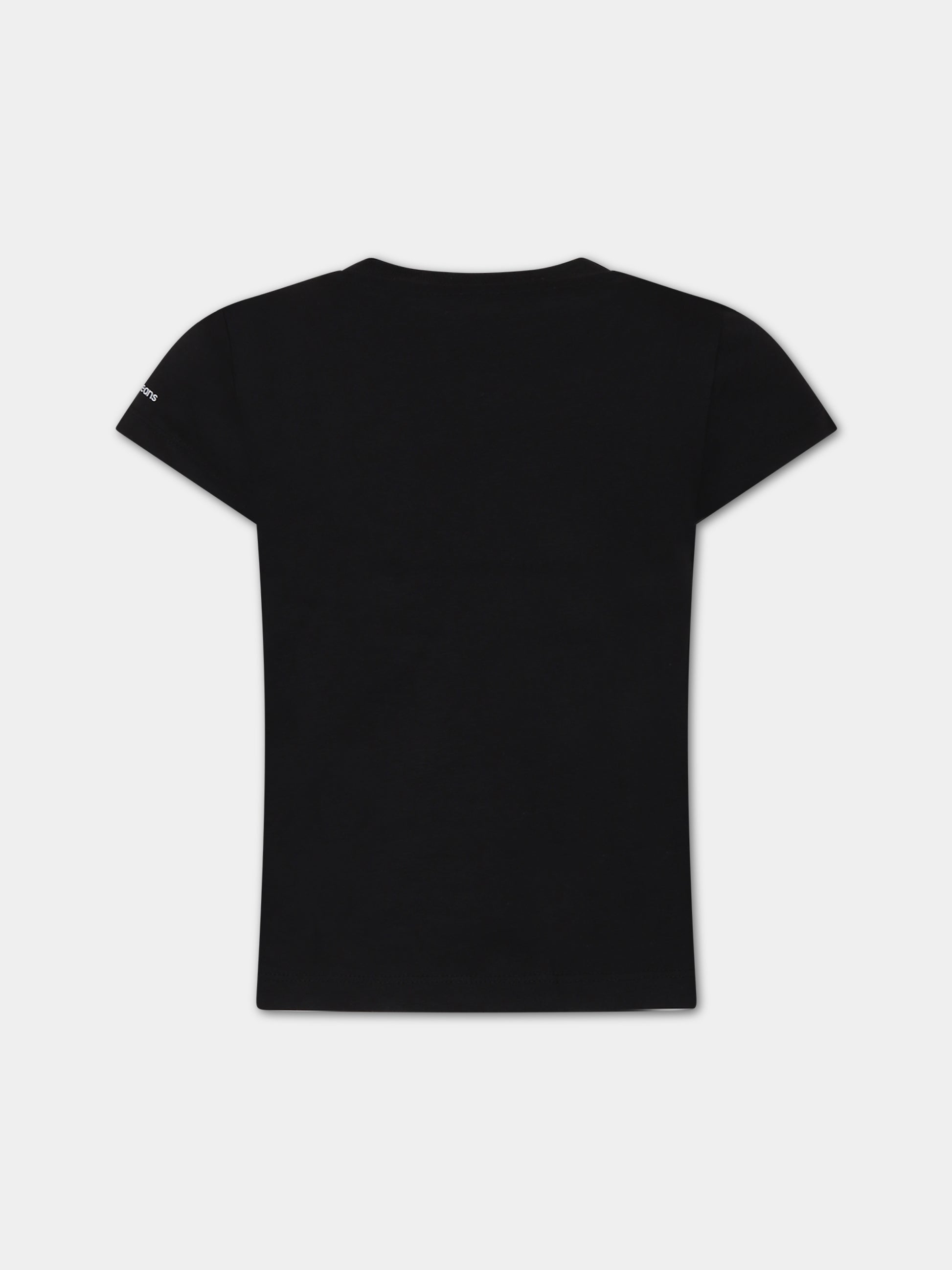 T-shirt nera per bambina con logo,Calvin Klein Kids,23FMCKIG0IG02342 BEH