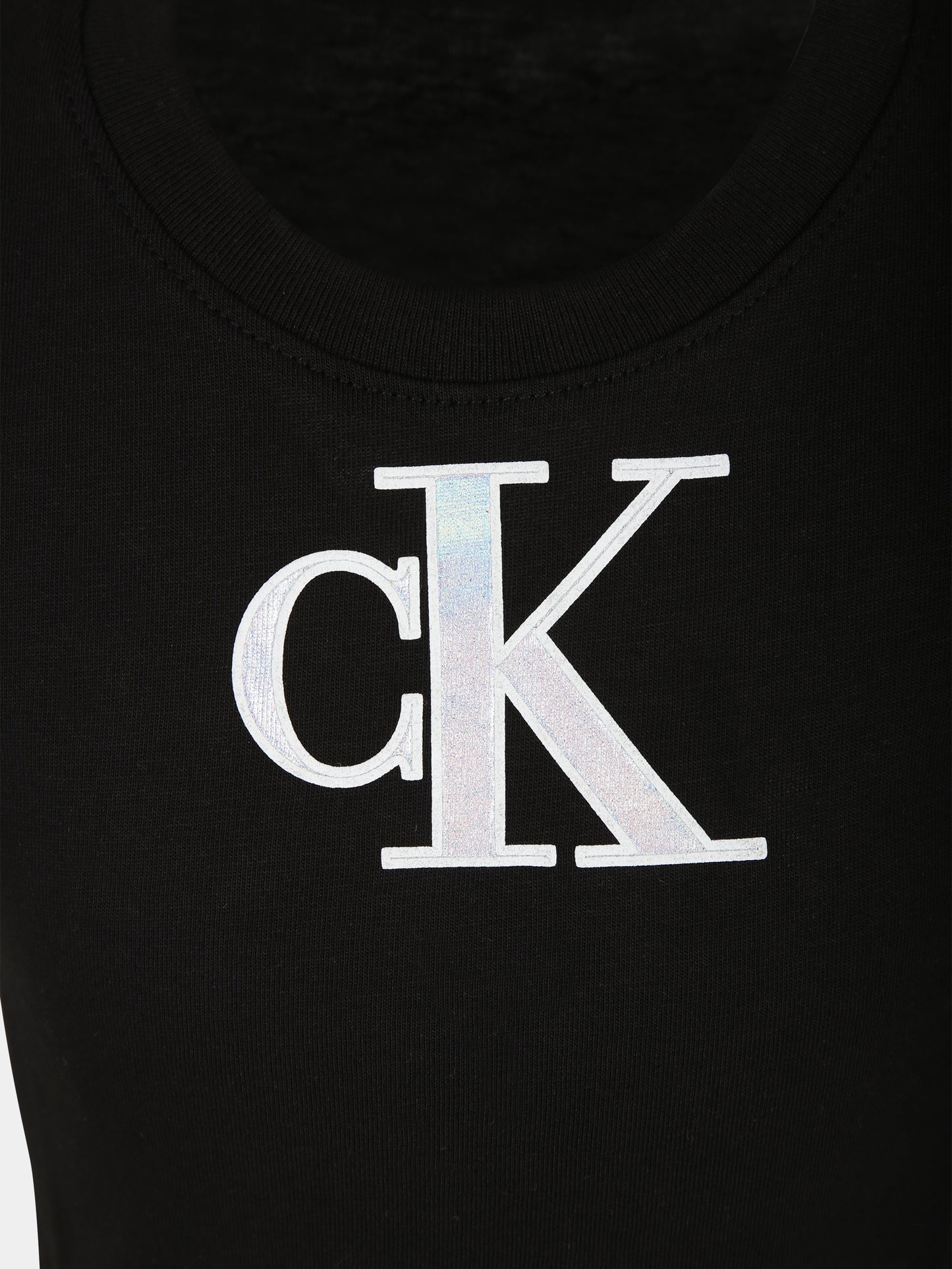 T-shirt nera per bambina con logo,Calvin Klein Kids,23FMCKIG0IG02342 BEH
