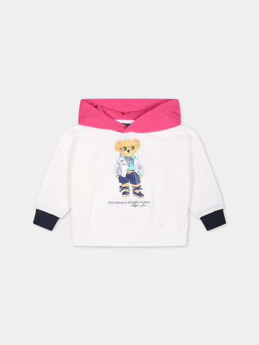 Felpa bianca per neonata con Polo Bear,Ralph Lauren Kids,926018001