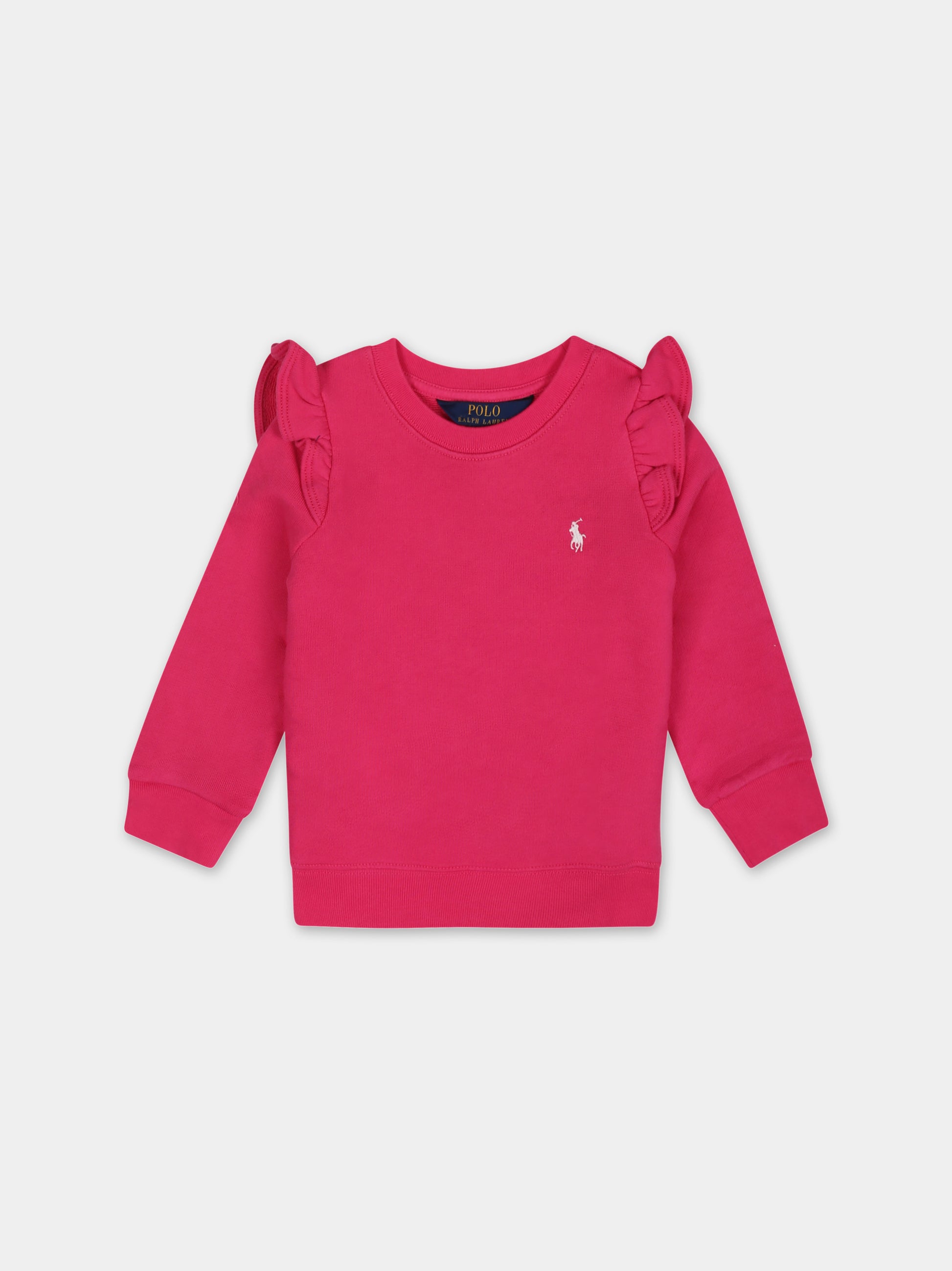 Felpa fucsia per neonata con cavallino,Ralph Lauren Kids,926497001