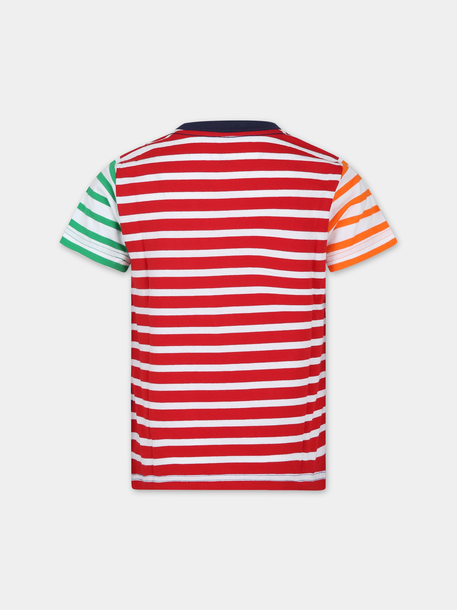 T-shirt blu per bambino con cavallino,Ralph Lauren Kids,926790001