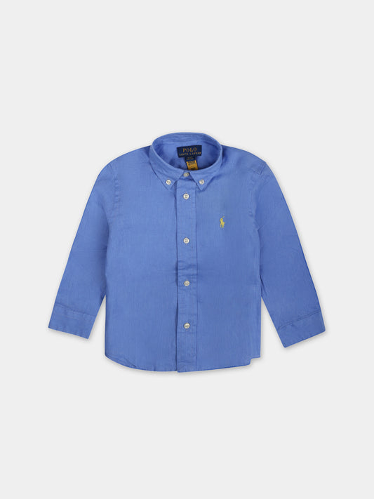 Camicia azzurra per neonato con cavallino,Ralph Lauren Kids,865270003