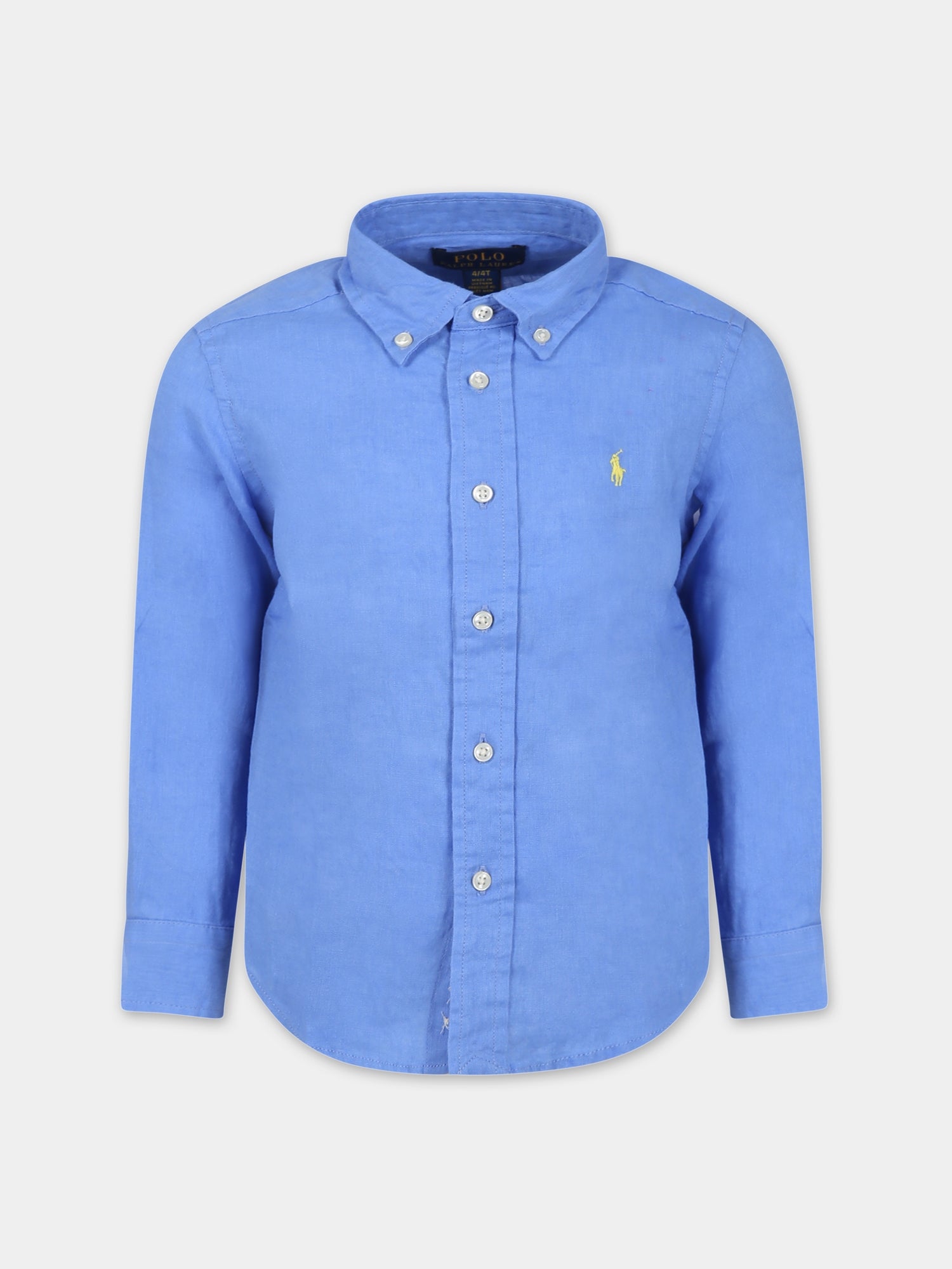 Camicia azzurra per bambino con cavallino,Ralph Lauren Kids,865270003