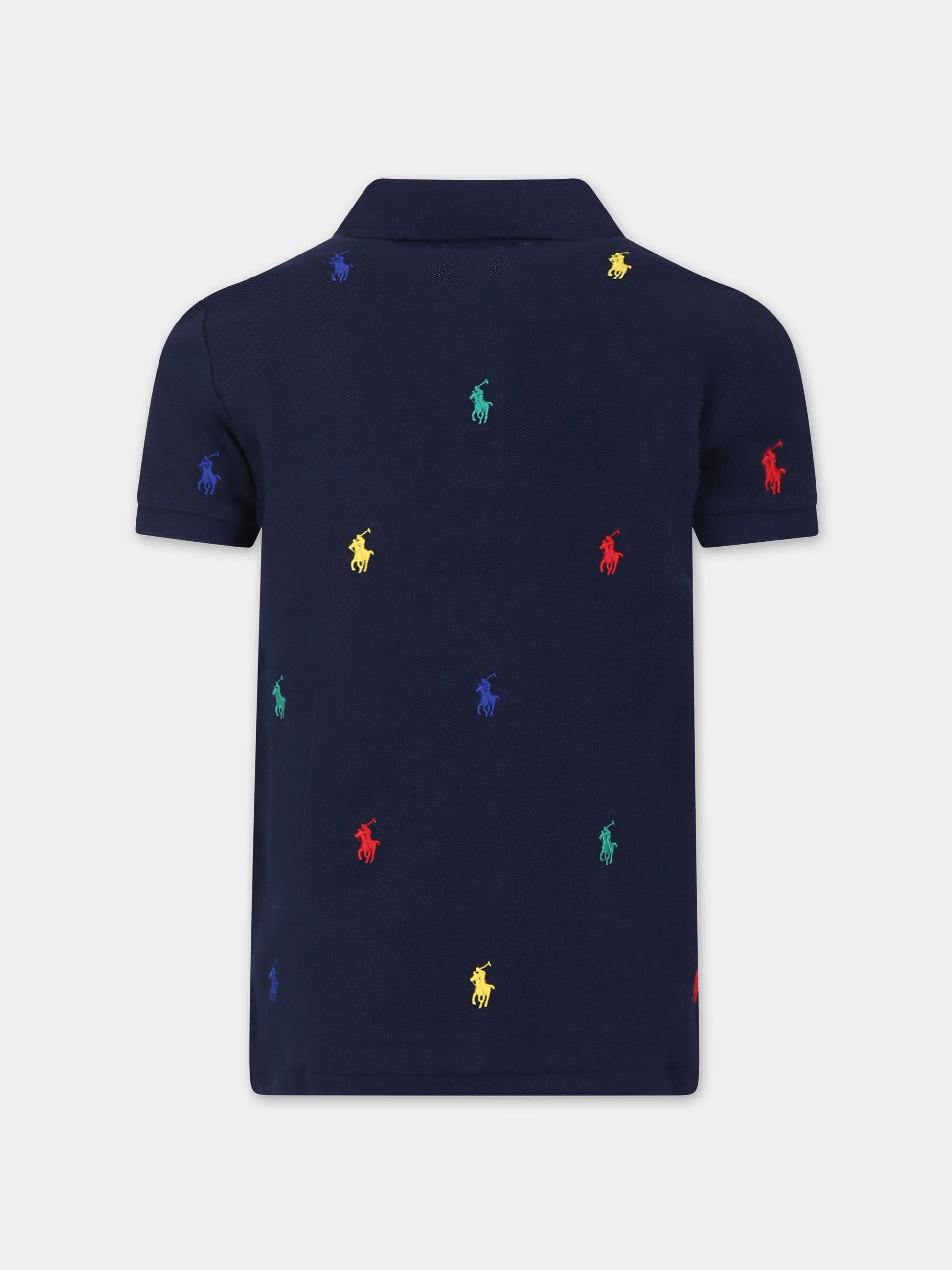 Polo blu per bambino con cavallino,Ralph Lauren Kids,882605005