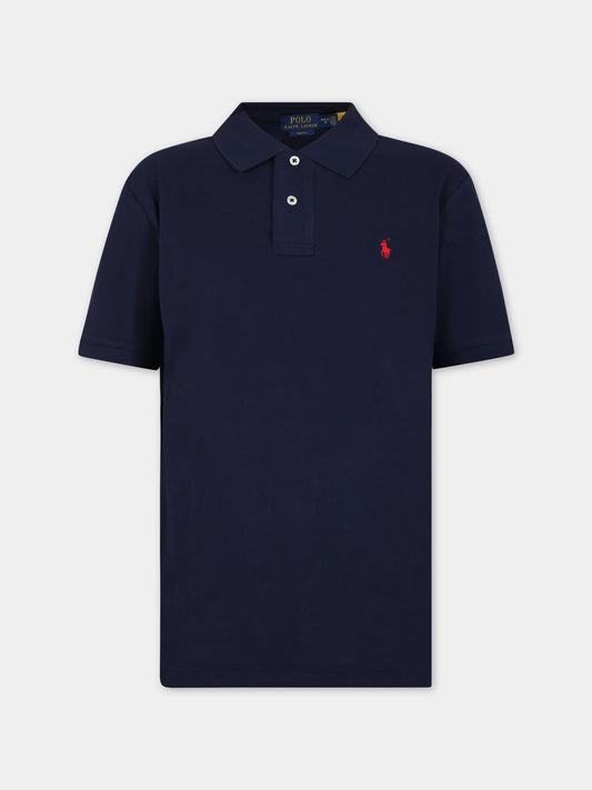 Polo blu per bambino con iconico cavallino,Ralph Lauren Kids,547926004