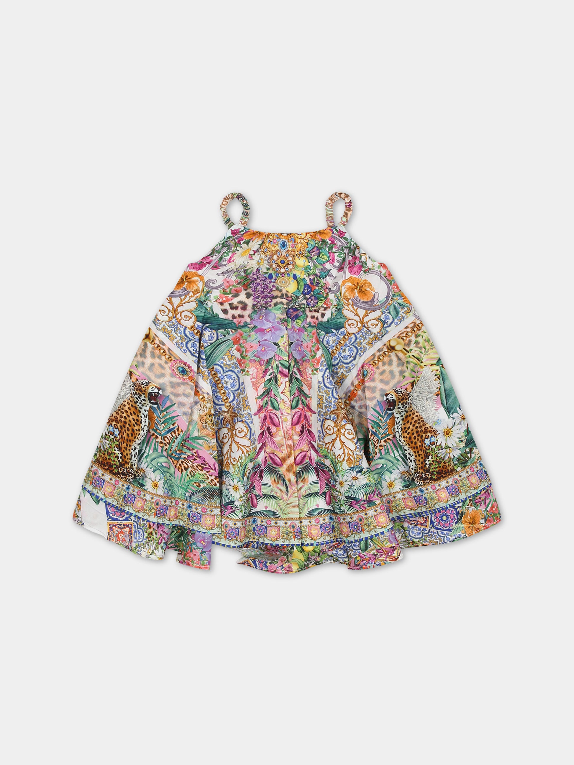 Vestito multicolor per neonata con stampa floreale,Camilla,00025794 FLOWNEPT