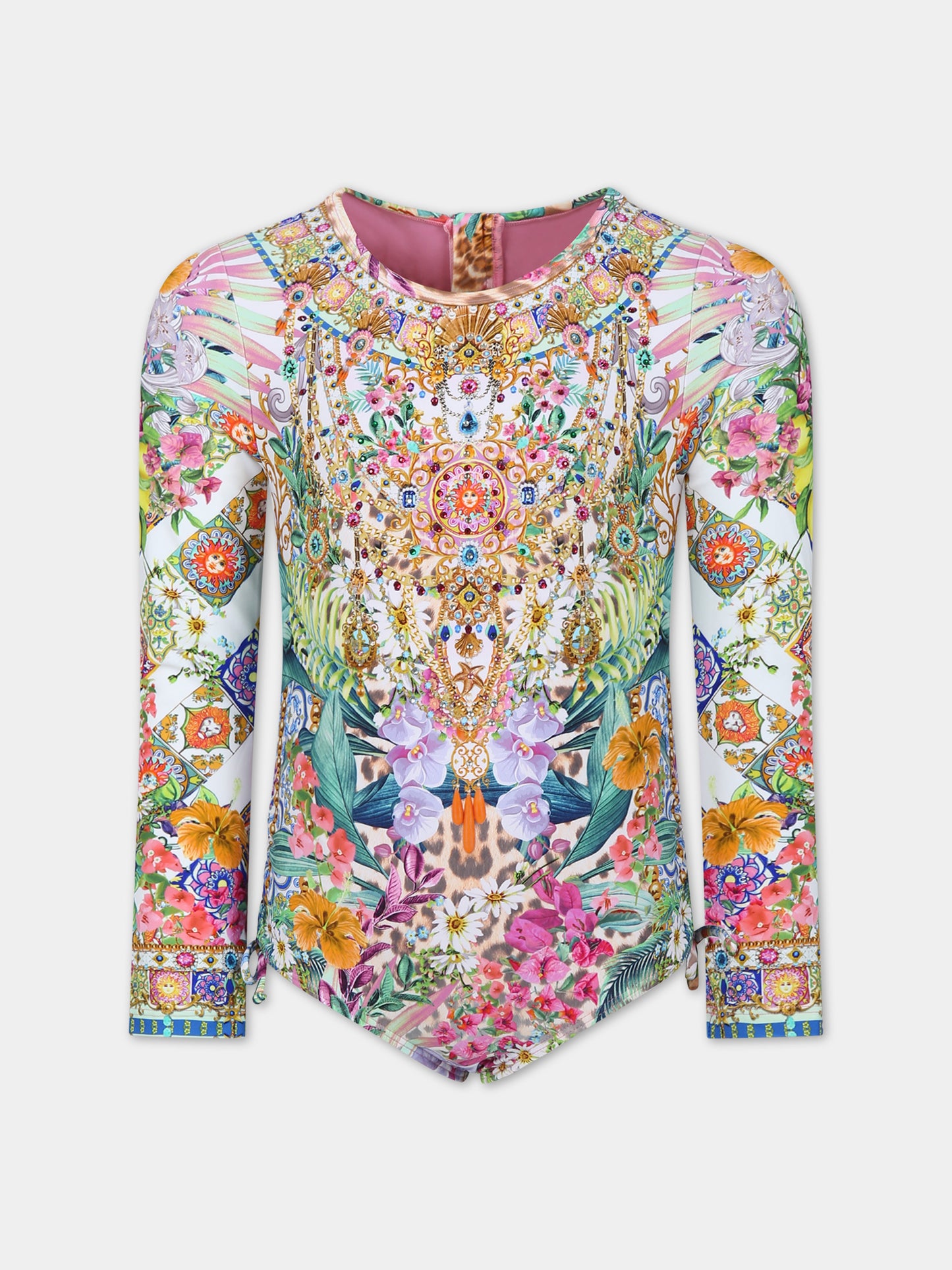 Costume per bambina con stampa floreale,Camilla,00025686 FLOWNEPT