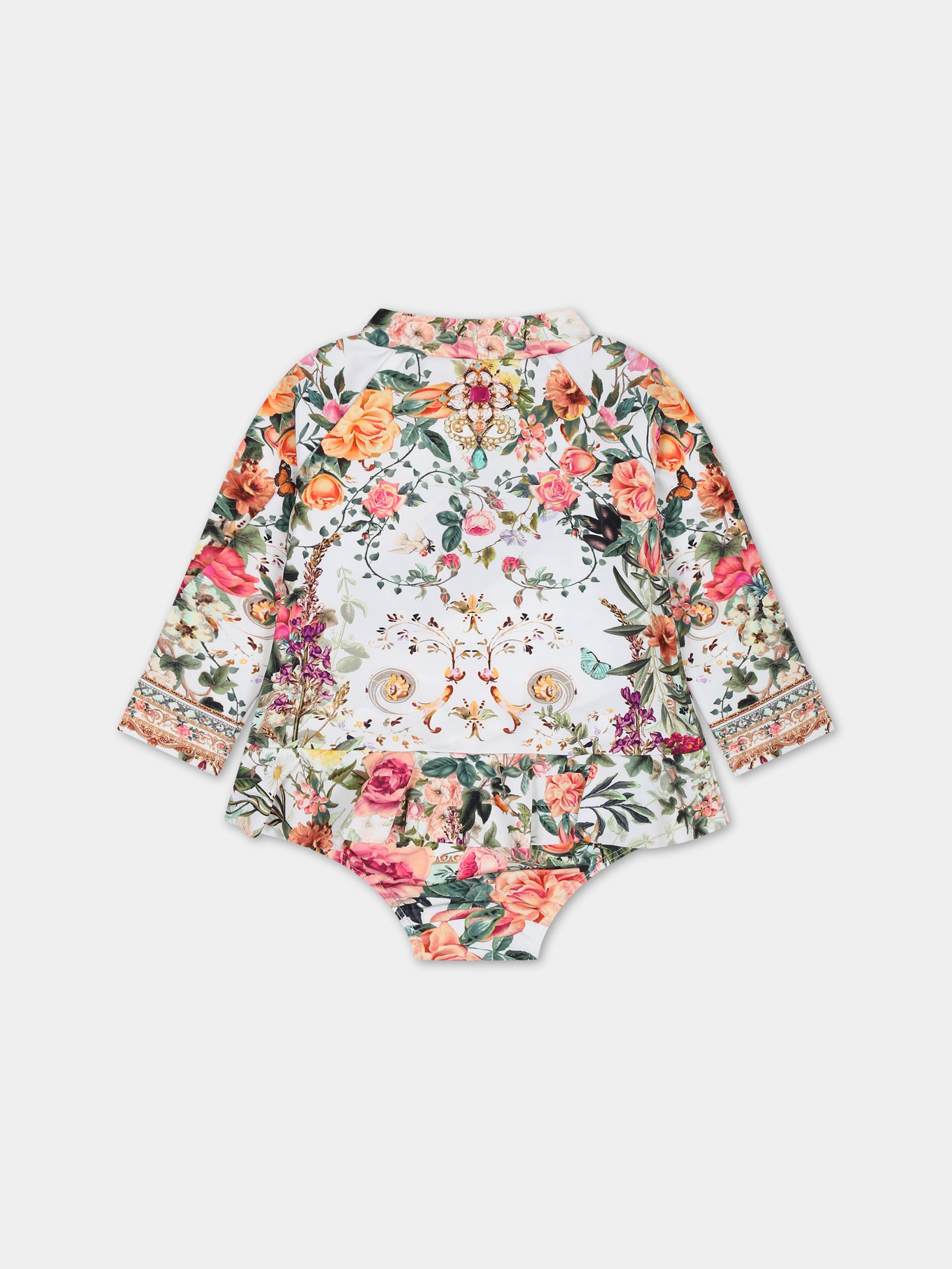 Costume multicolor per neonata con stampa floreale,Camilla,00024993 RENAROMA