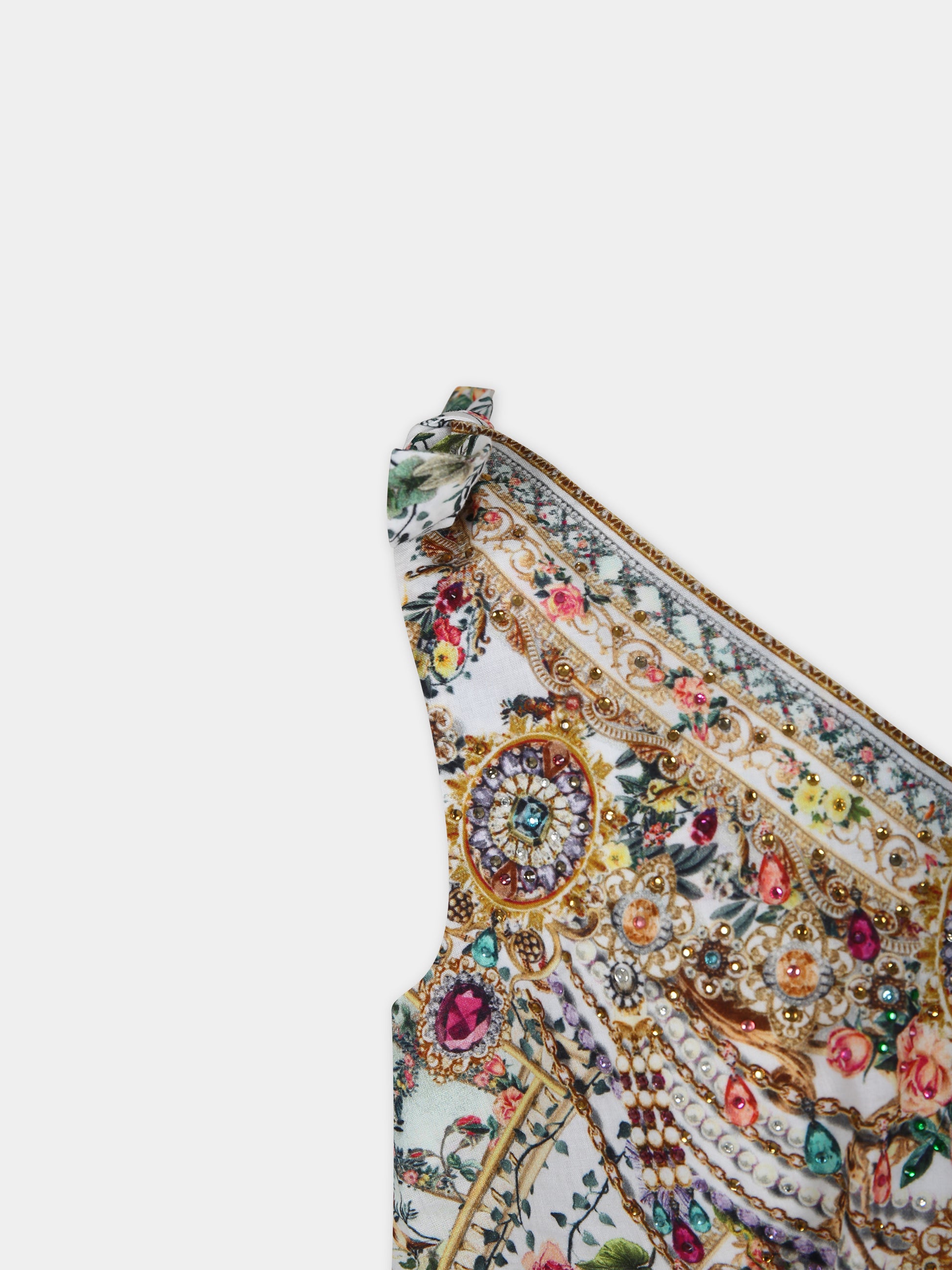 Vestito multicolor per bambina con stampa floreale,Camilla,00024986 RENAROMA