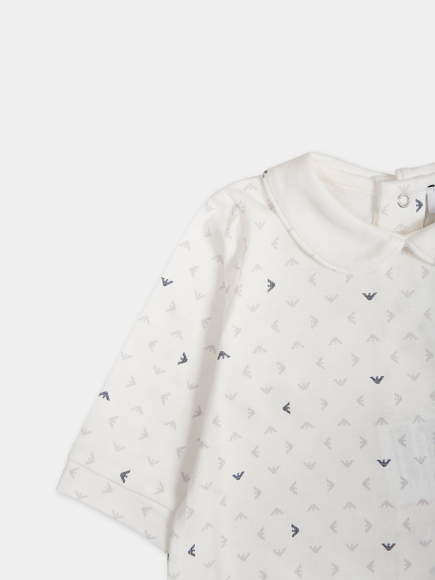 Tutina avorio per neonato con logo aquilotto all-over,Armani Junior,8NND48 NJ05Z F110