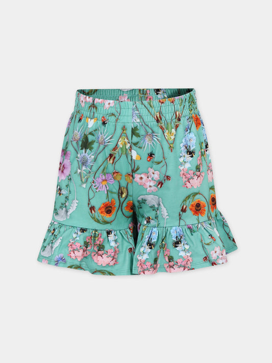 Shorts casual verde per bambina,Molo,2S24H201 9014